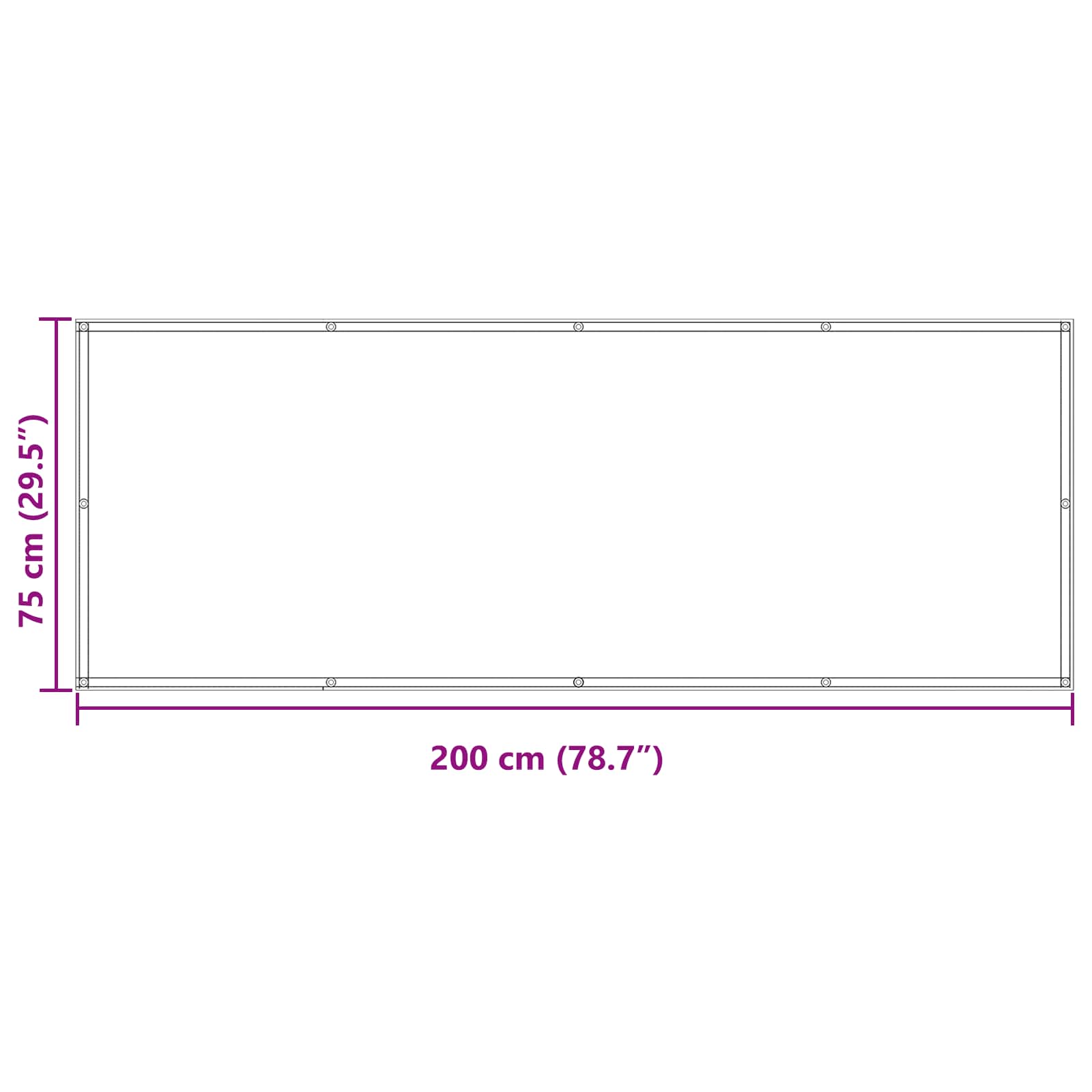 Balcony ekran 75 x 200 cm PU prekriveni oksford alu