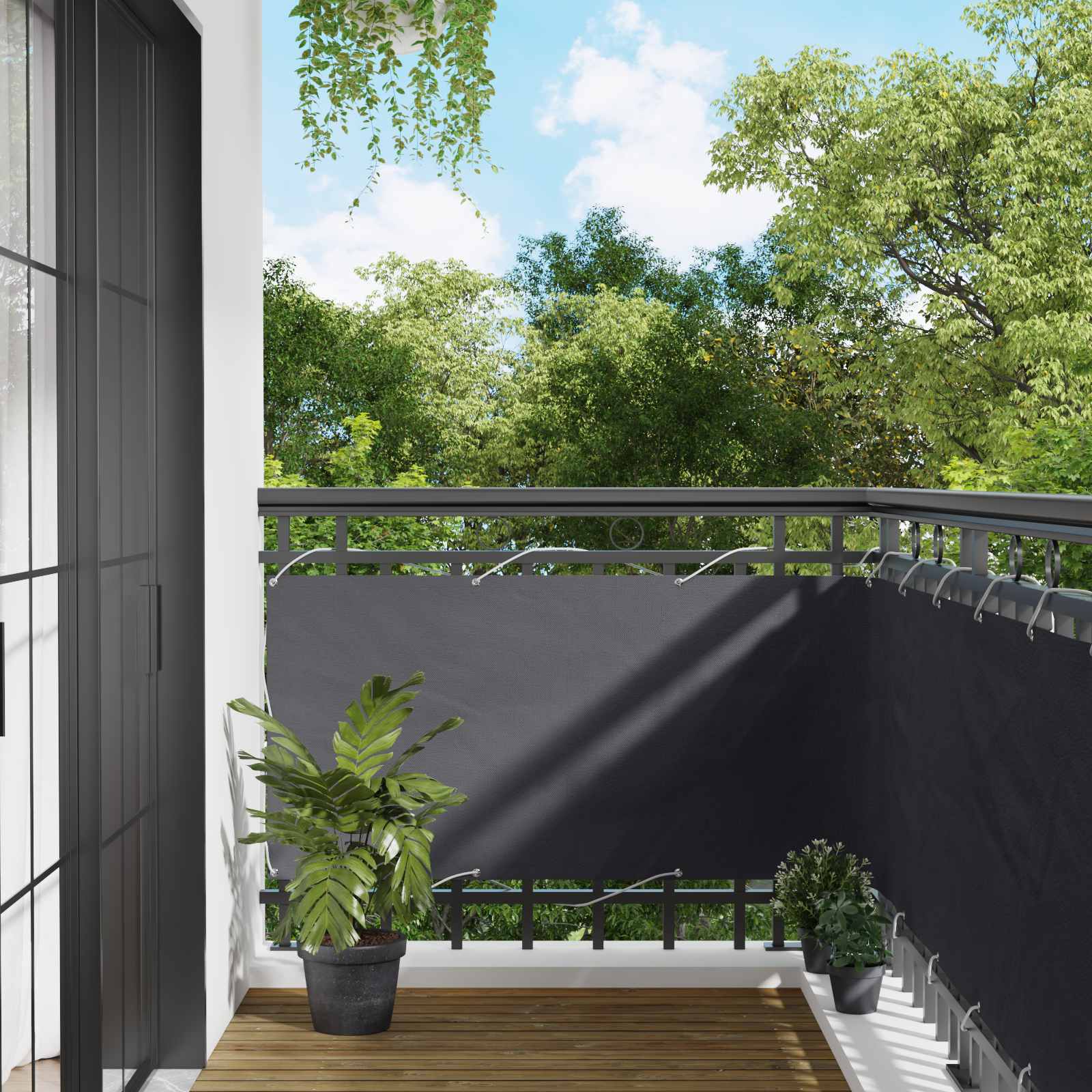 Balcony ekran Antracit 75 x 200 cm PU prekriveni oksford alu
