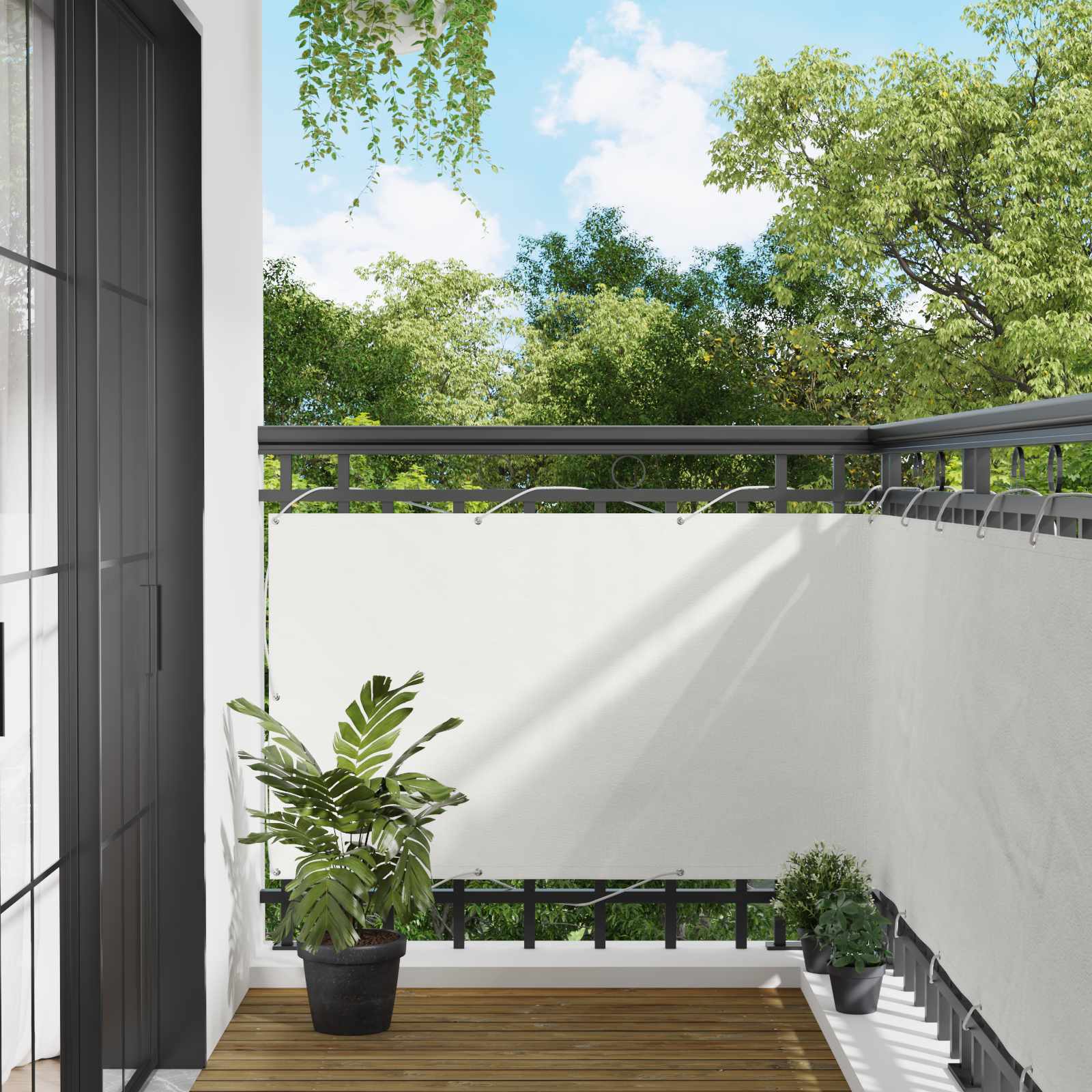 Balcony ekran Bijeli 100 x 400 cm Oxford tkanina
