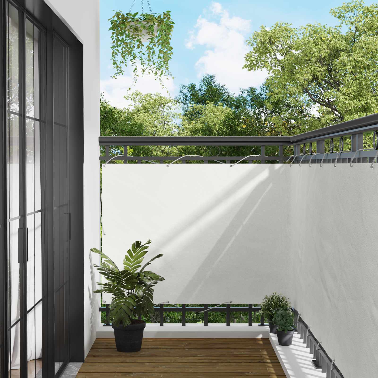 Balcony ekran Bijeli 110 x 1000 cm Oxford tkanina
