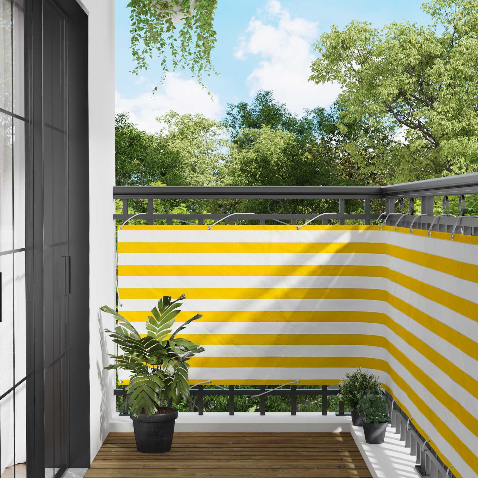 Balcony ekran Žuta i bijela 100 x 200 cm Oxford tkanina