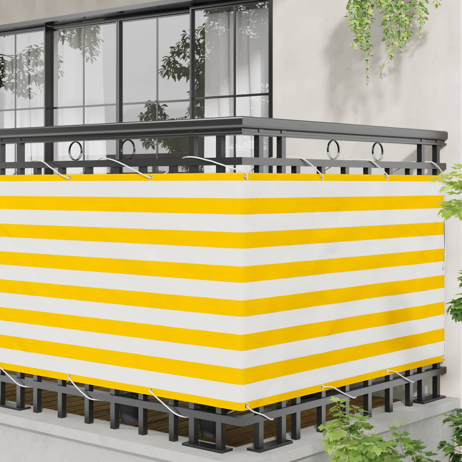 Balcony ekran Žuta i bijela 100 x 300 cm Oxford tkanina