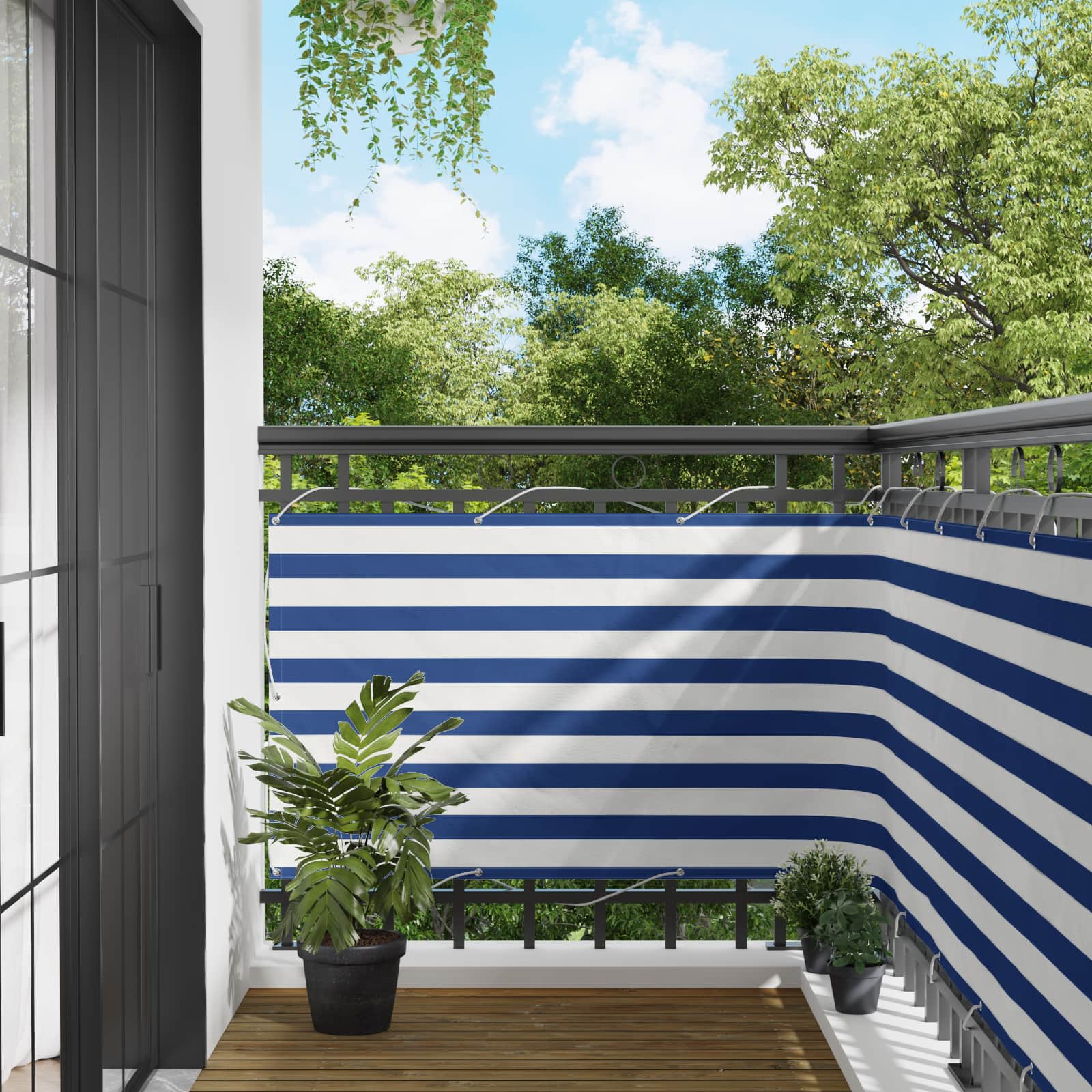 Balcony ekran Plava i bijela 100 x 700 cm Oxford tkanina