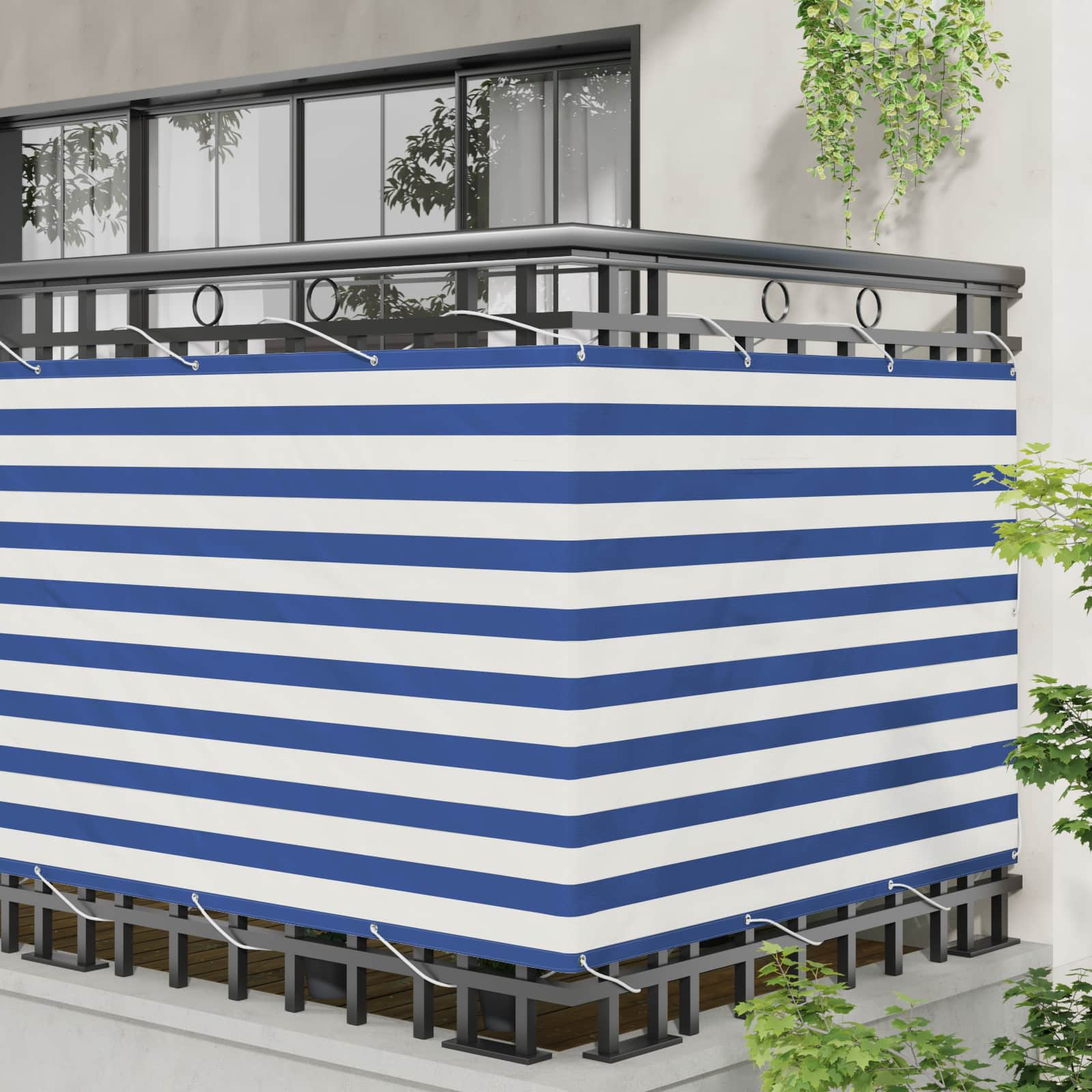 Balcony ekran Plava i bijela 110 x 400 cm Oxford tkanina