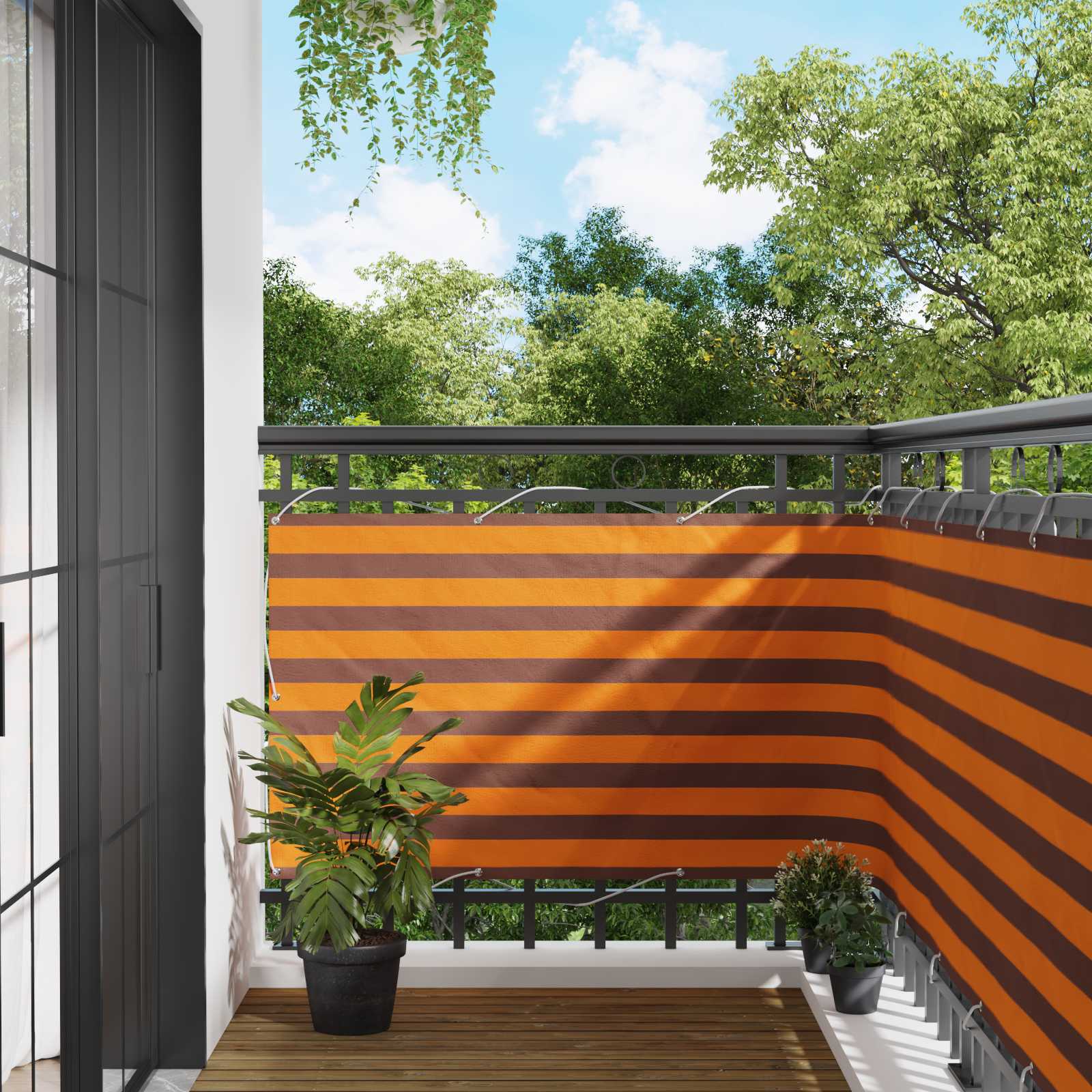 Balcony ekran Narančasta i smeđa 100 x 700 cm Oxford tkanina