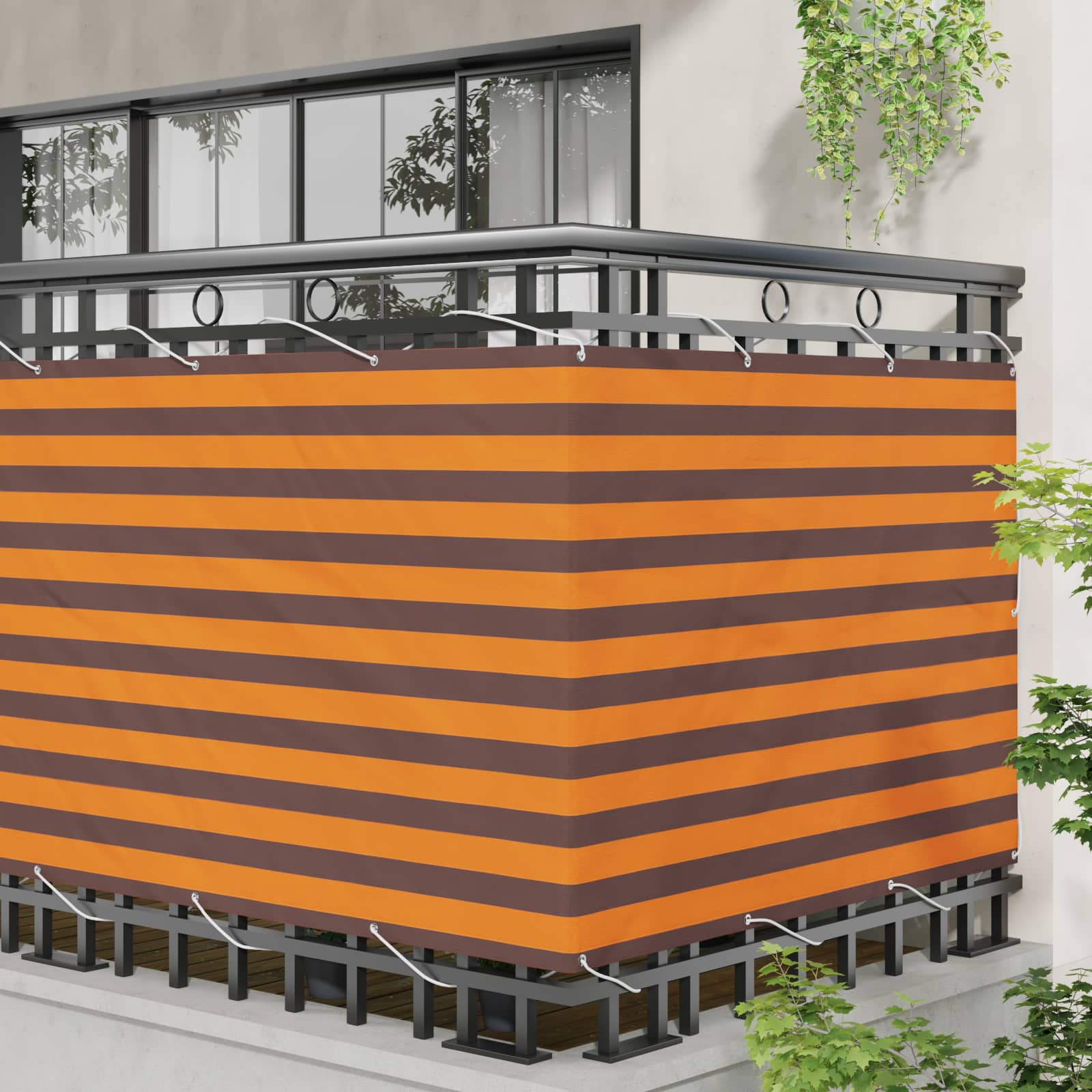 Balcony ekran Narančasta i smeđa 110 x 200 cm Oxford tkanina