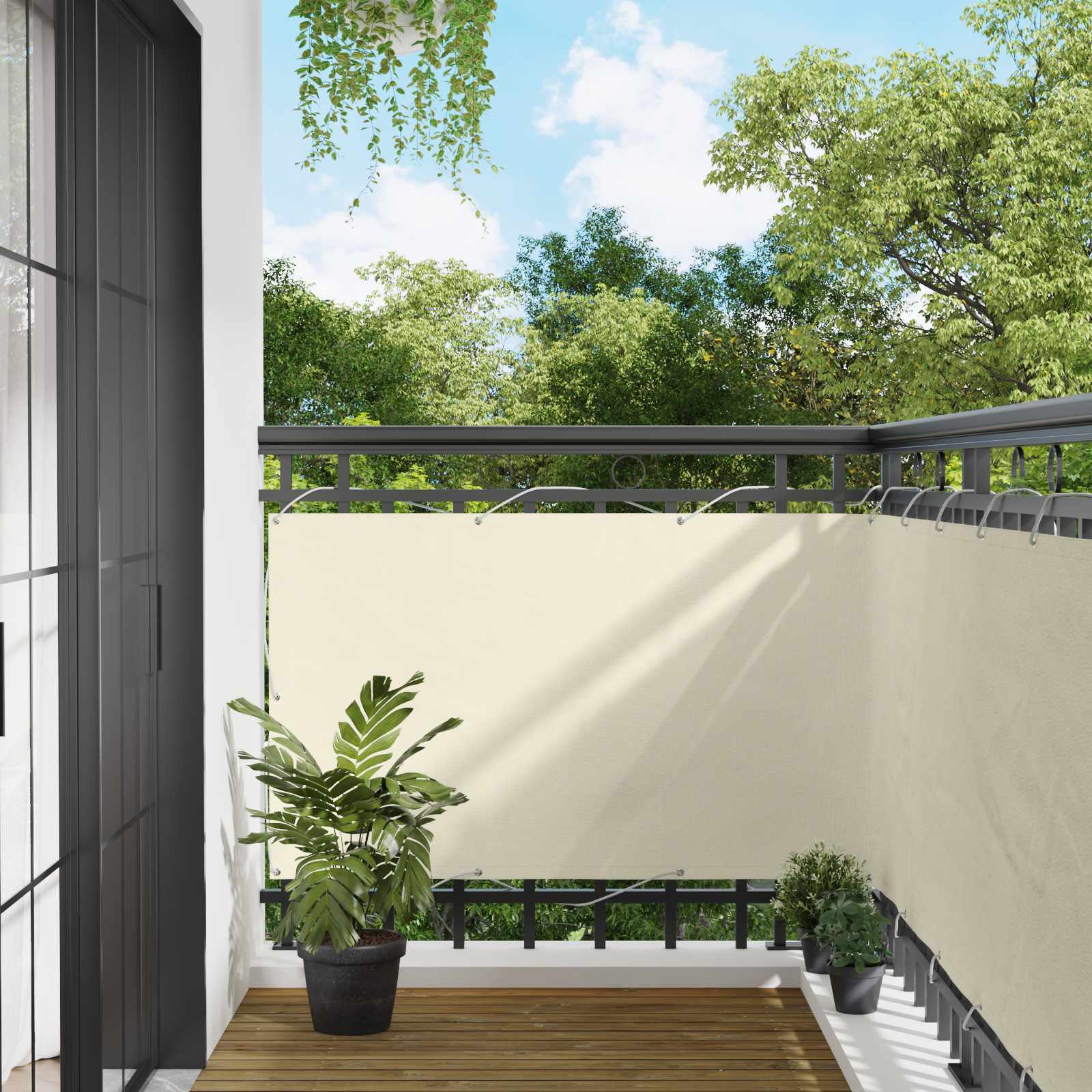 Balcony ekran Krema 100 x 600 cm Oxford tkanina