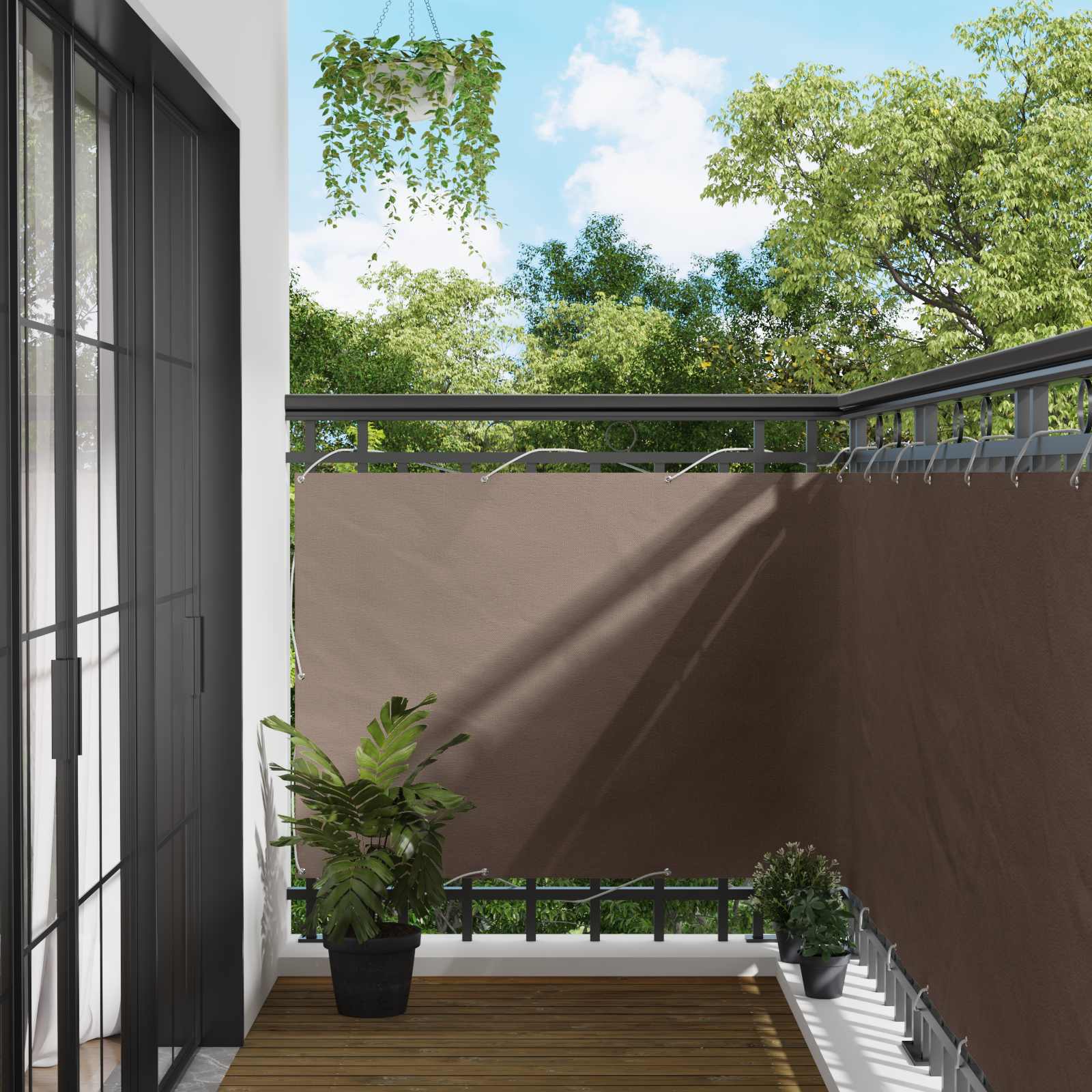 Balcony ekran Sivo-smeđa 110 x 500 cm Oxford tkanina