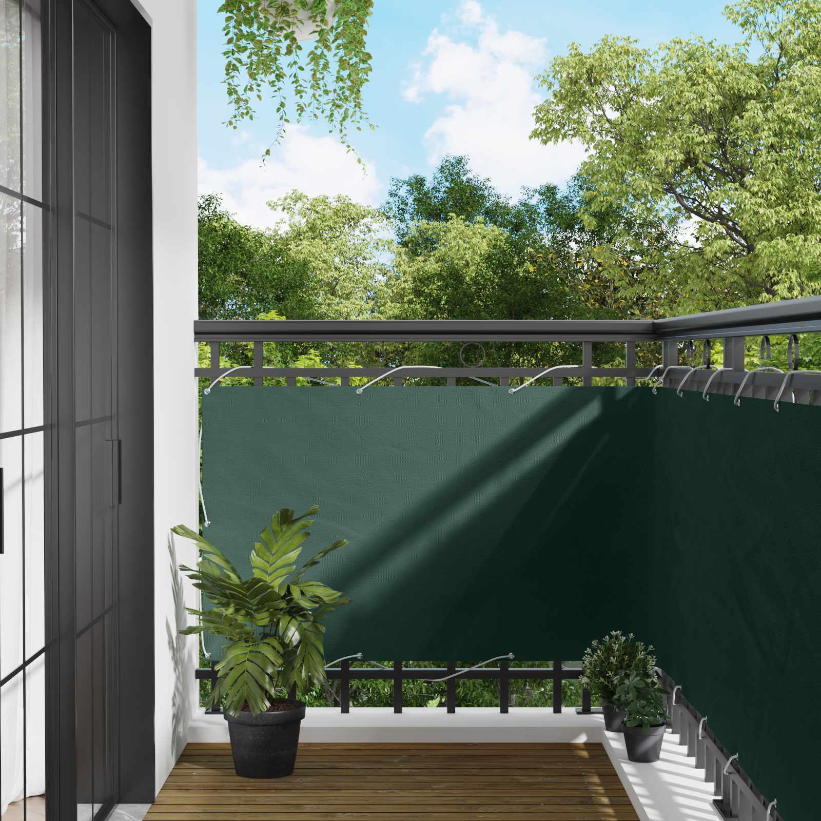 Balcony ekran Tamnozelena 100 x 400 cm Oxford tkanina