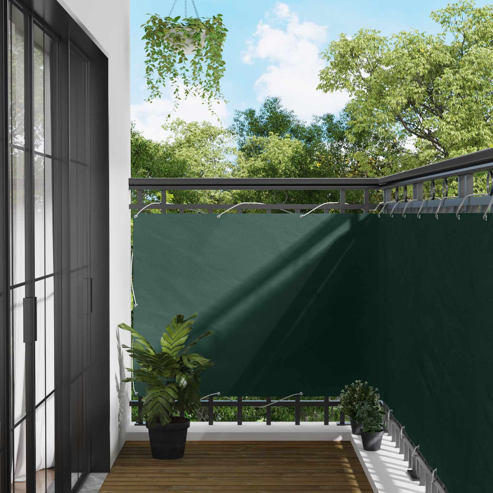 Balcony ekran Tamnozelena 110 x 400 cm Oxford tkanina