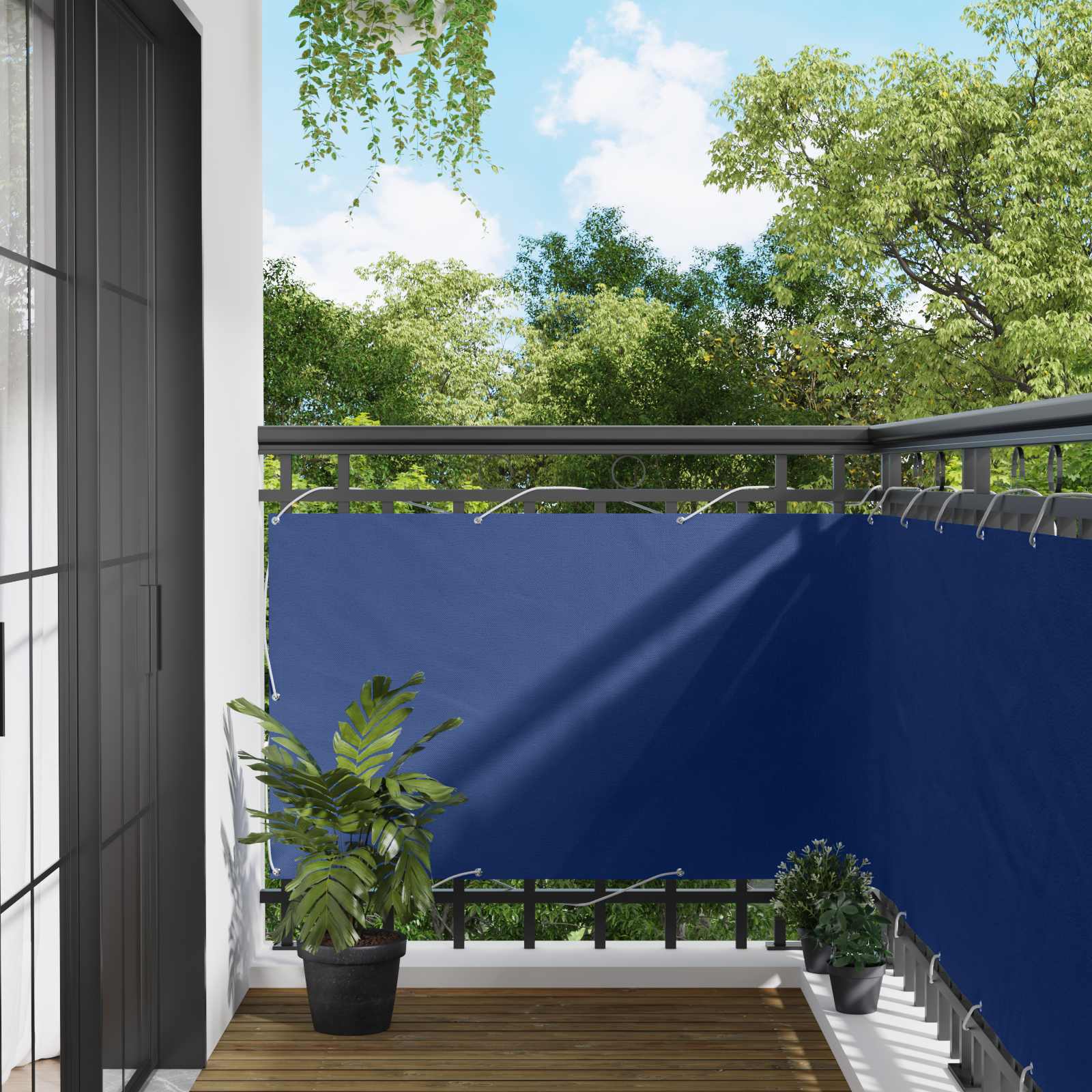 Balcony ekran Plava 100 x 600 cm Oxford tkanina