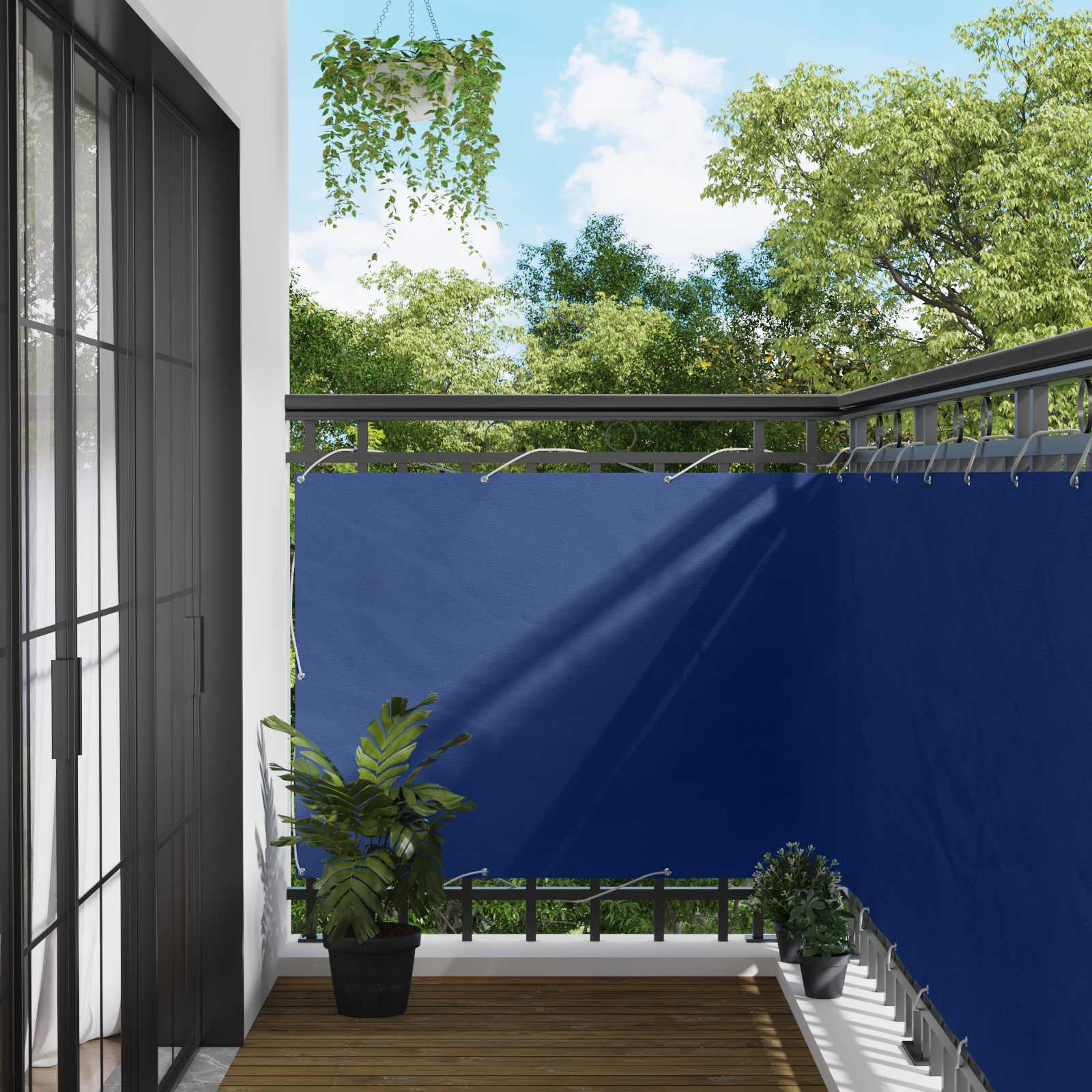 Balcony ekran Plava 120 x 200 cm PU prekriveni oksford alu