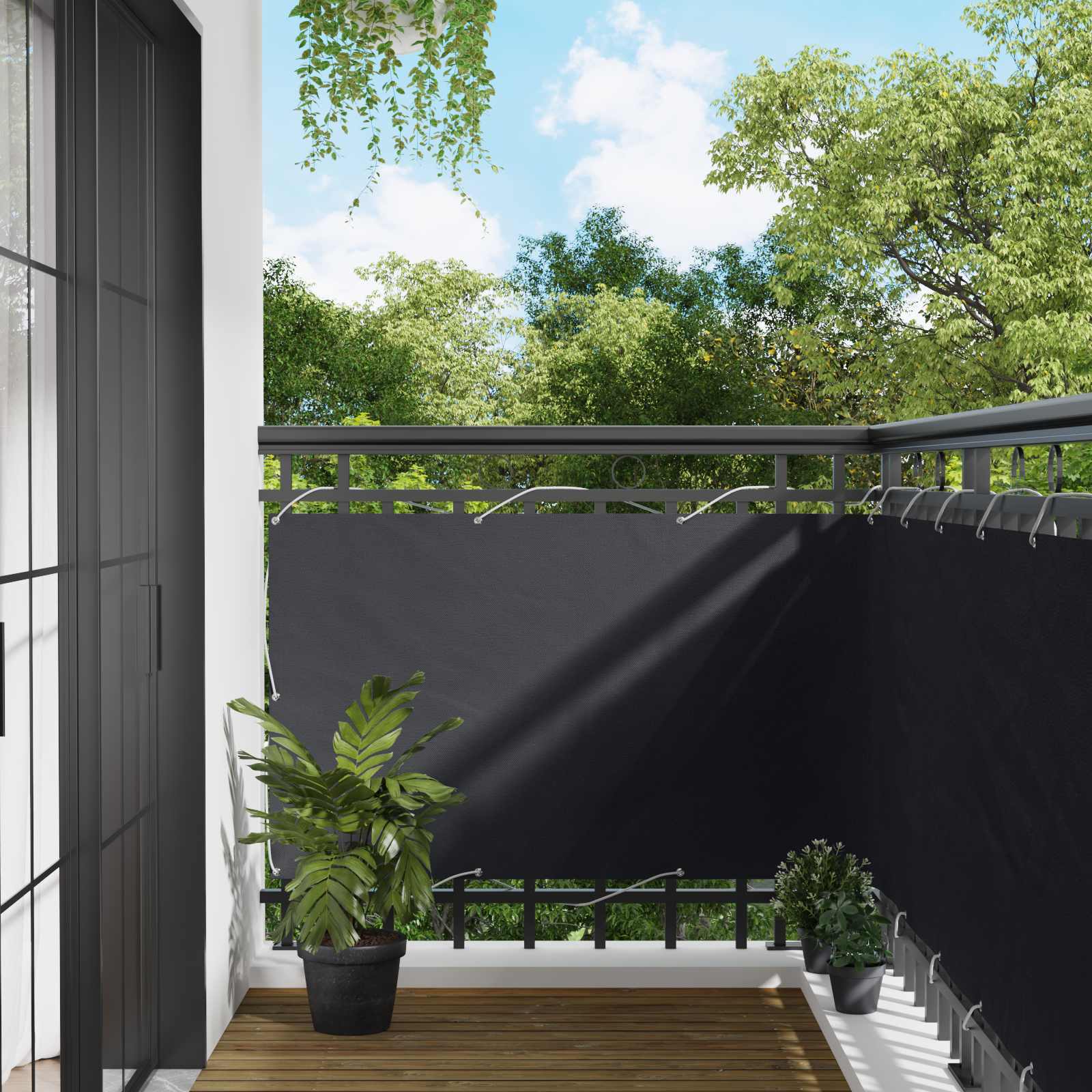 Balcony ekran Crna 100 x 600 cm Oxford tkanina