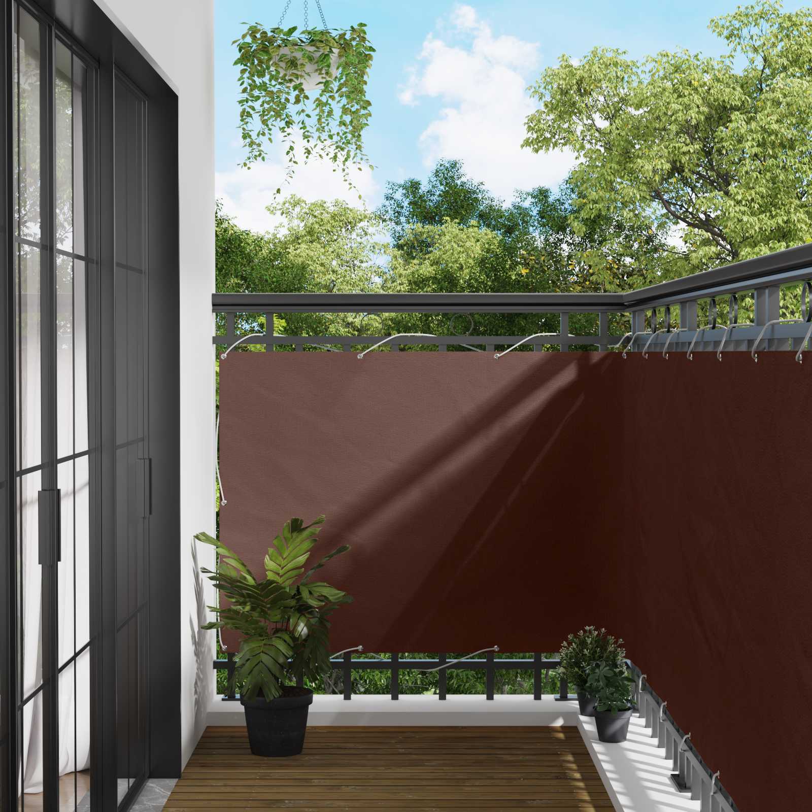 Balcony ekran Smeđa 110 x 500 cm Oxford tkanina
