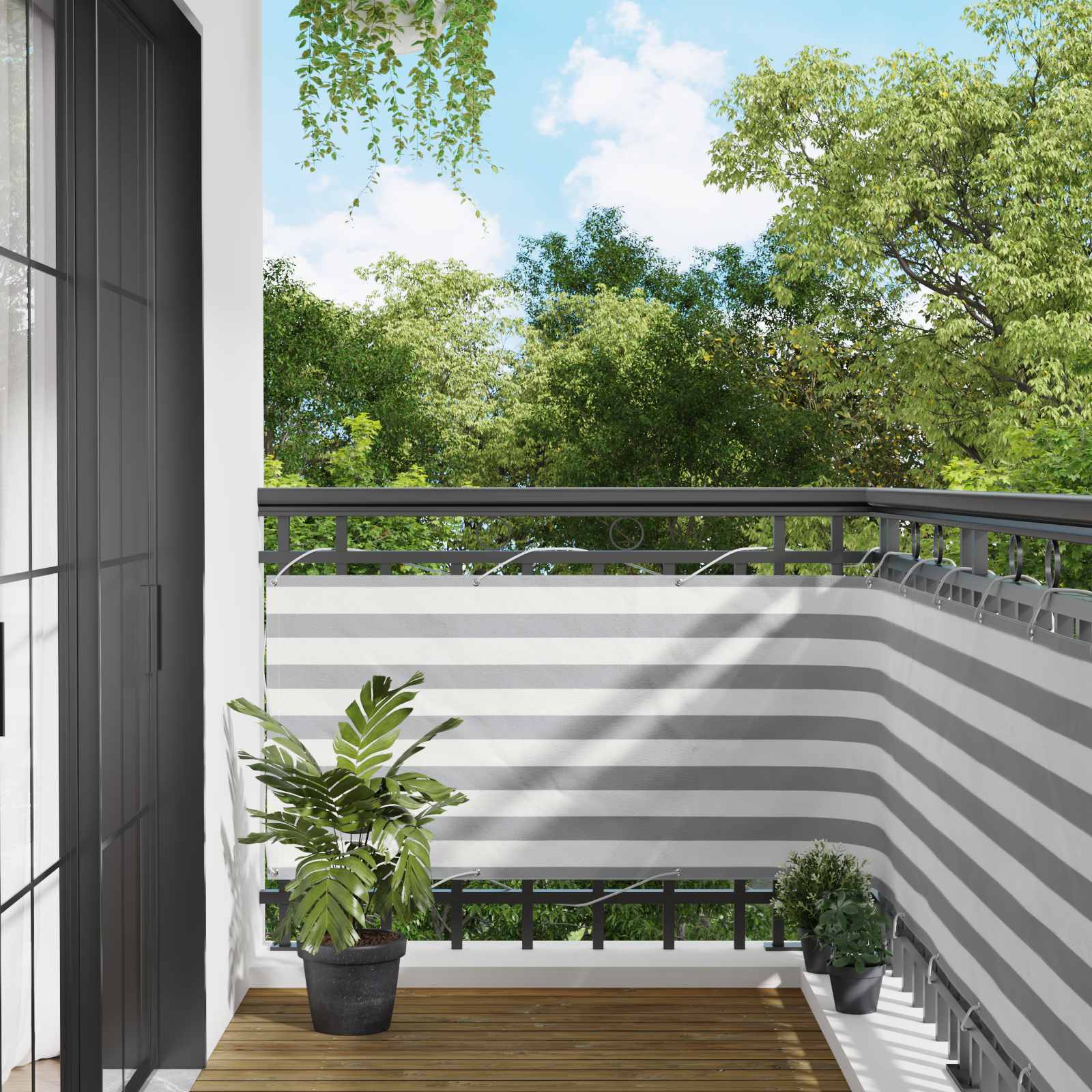 Balcony ekran Svijetlo siva i bijela. 75 x 800 cm