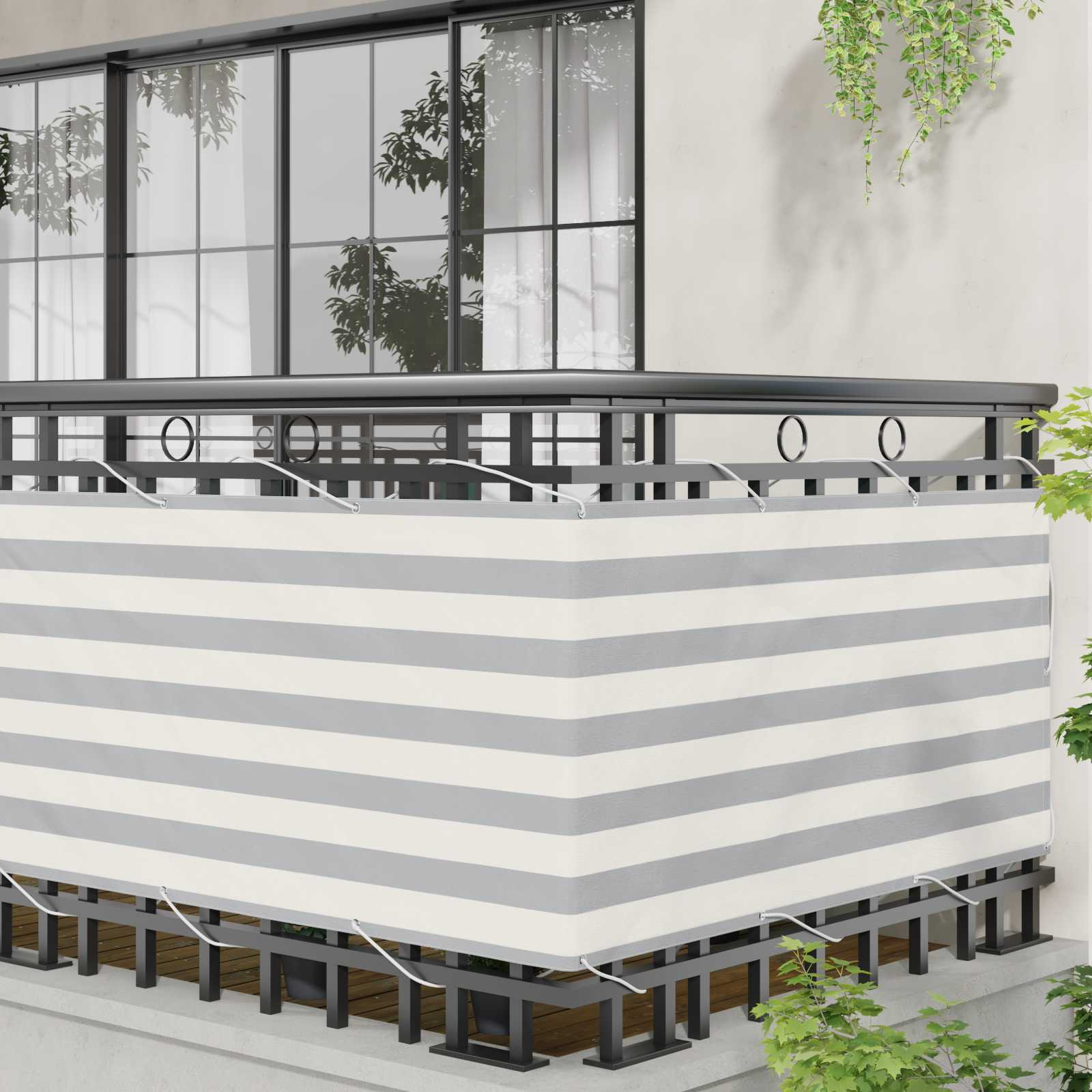 Balcony ekran Svijetlo siva i bijela. 75 x 800 cm