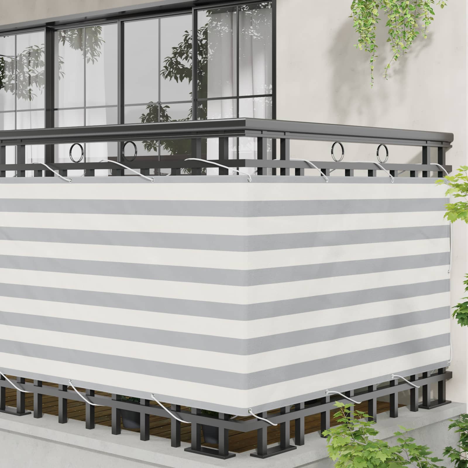 Balcony ekran Svijetlo siva i bijela. 100 x 300 cm