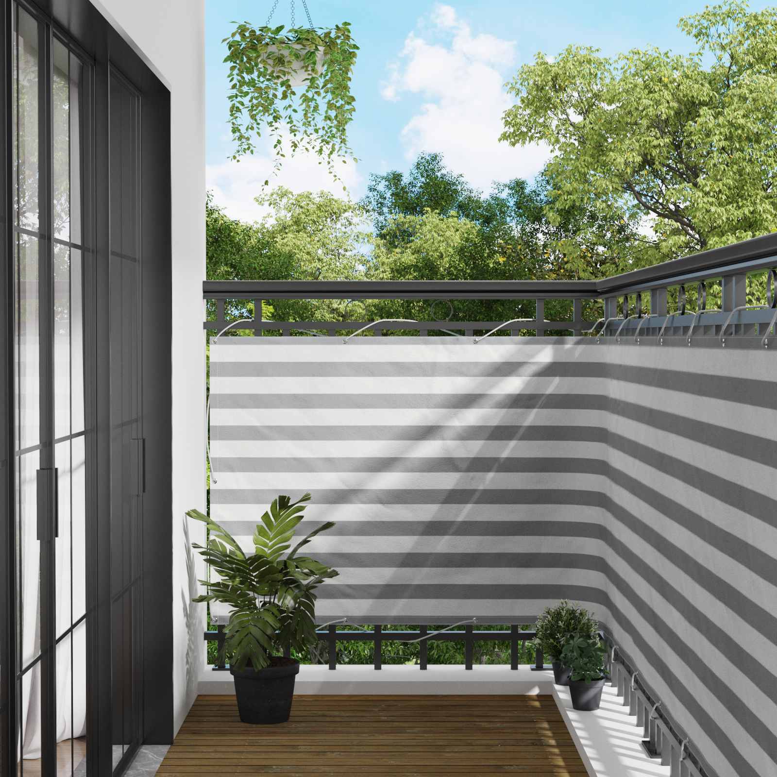 Balcony ekran Svijetlo siva i bijela. 120 x 200 cm