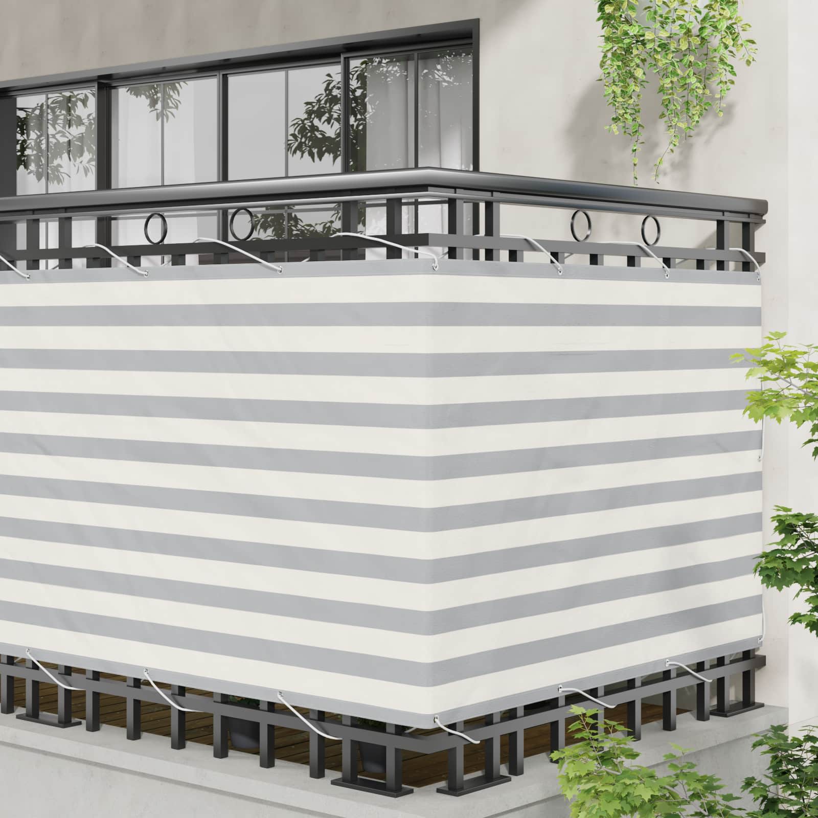 Balcony ekran Svijetlo siva i bijela. 120 x 500 cm