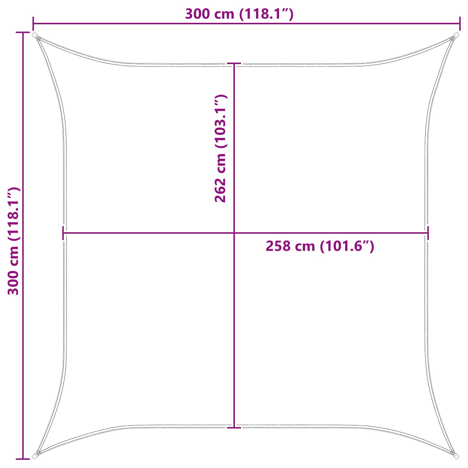 Jedro za sunce Svijetlo siva i bijela. 3 x 3 m