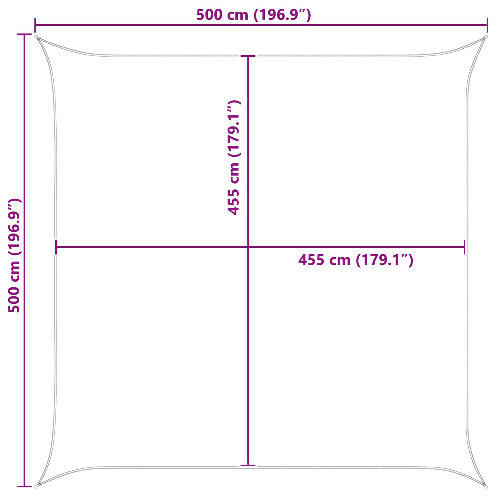 Jedro za sunce Svijetlo siva i bijela. 5 x 5 m