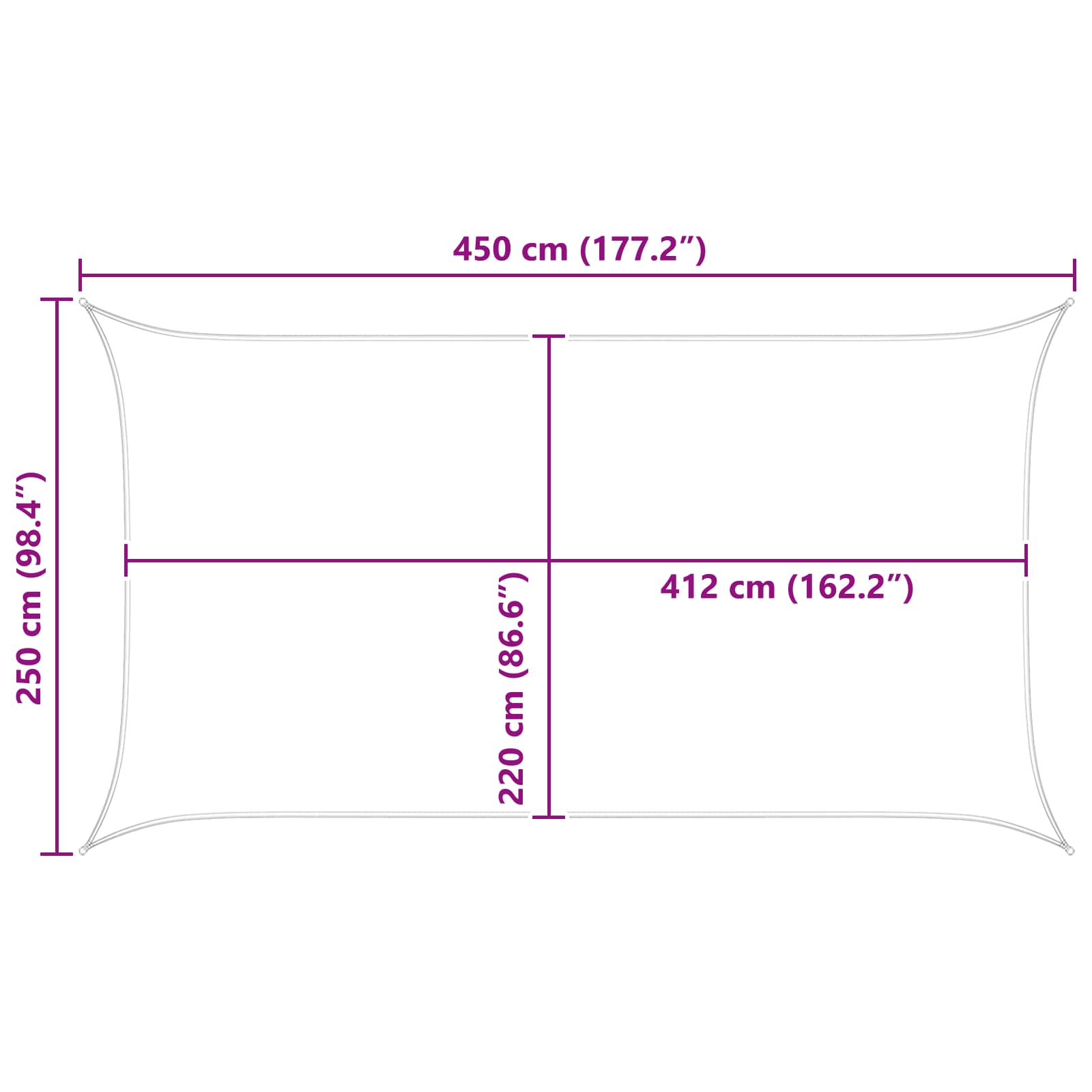 Jedro za sunce 4,5 x 2,5 m 100% poliester Oxford Pravokutni