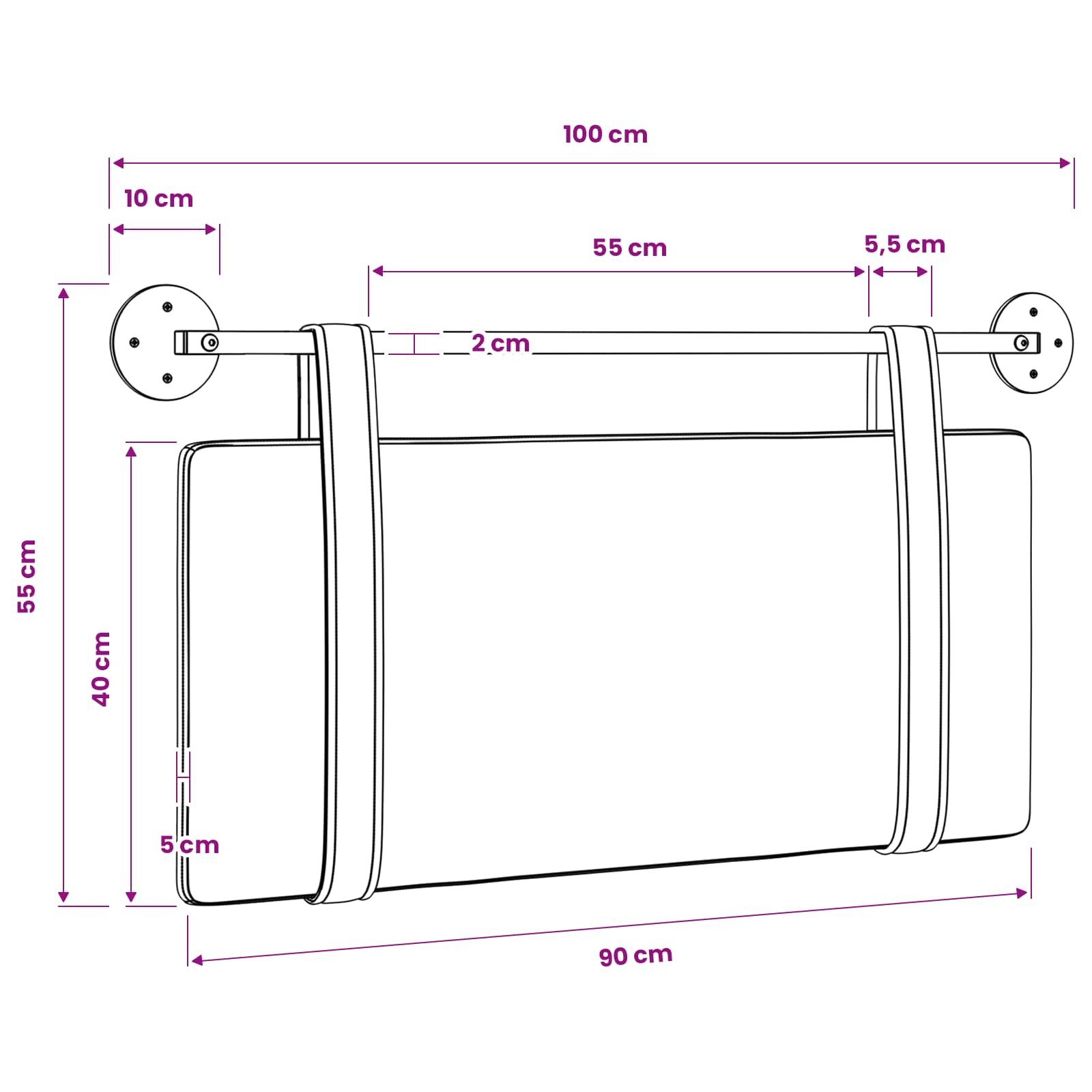 Viseće uzglavlje kreveta Crna Antikni PU