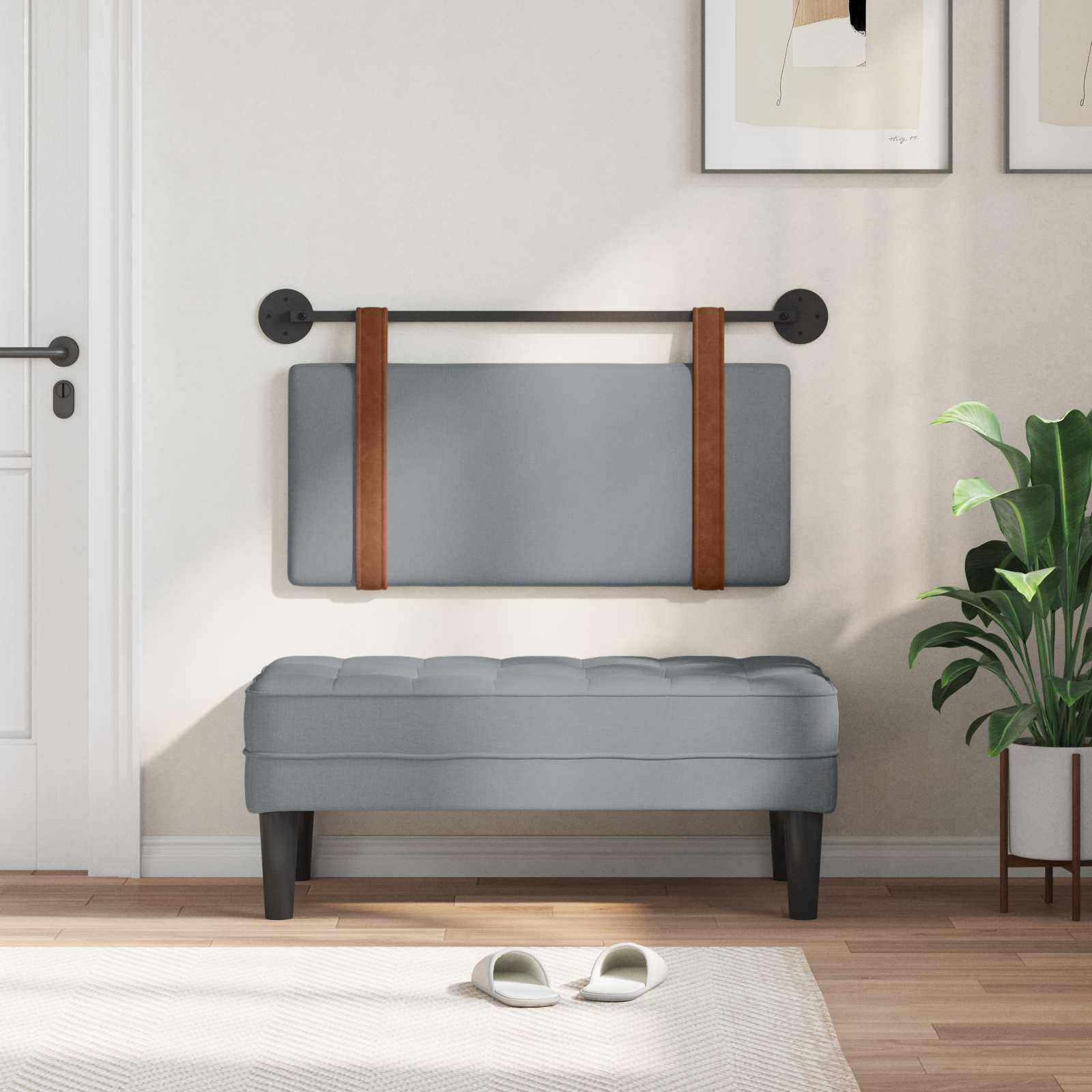 Viseće uzglavlje kreveta Svijetlo siva Antikni PU