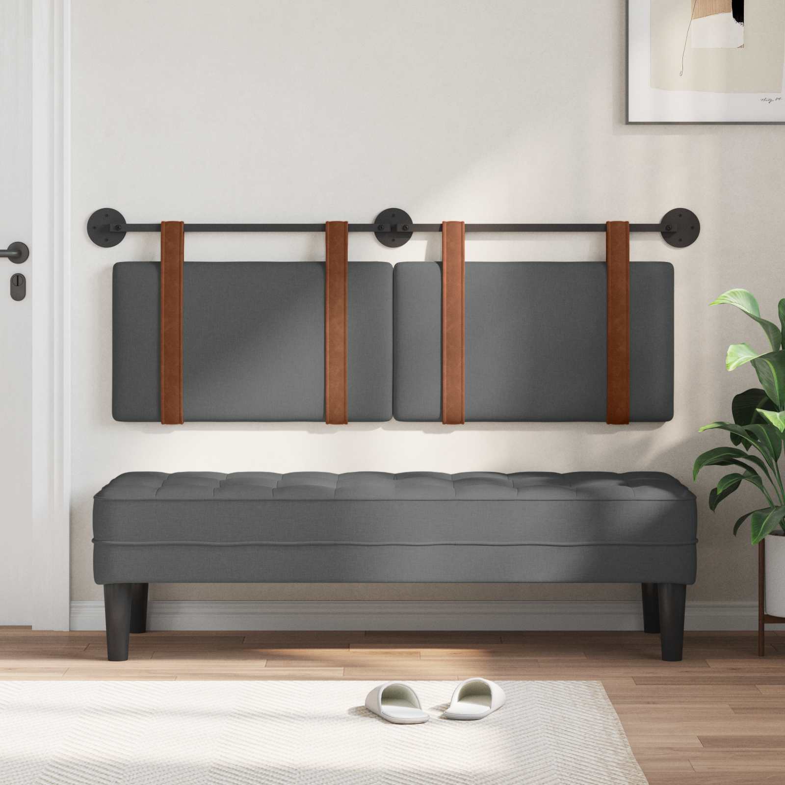 Držeće uzglavlje Zidne Tamno siva 130 x 55 x 5 cm Antikni PU