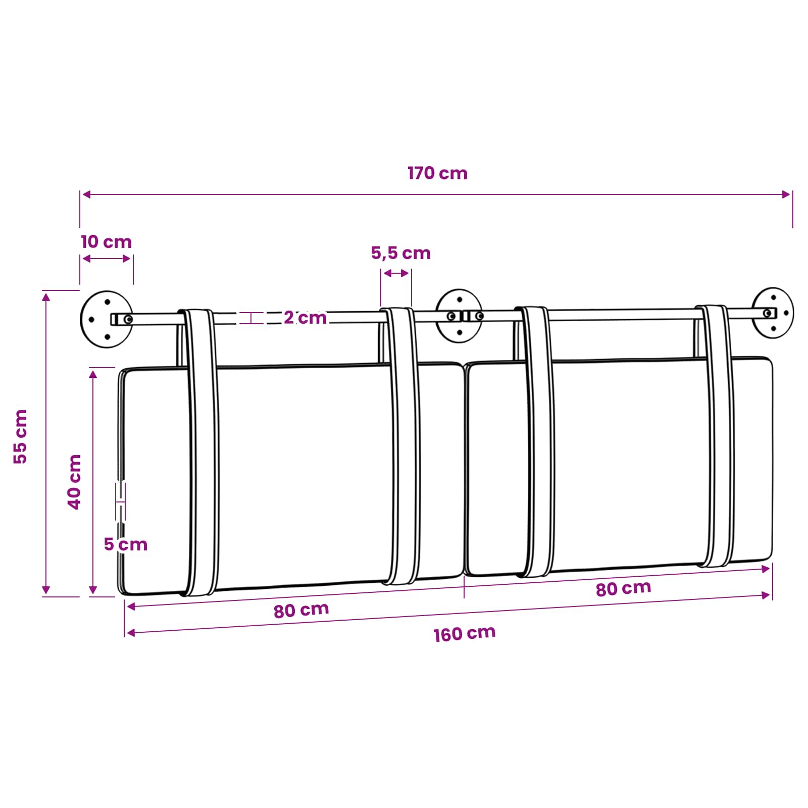 Viseće uzglavlje kreveta Tamno smeđa Antikni PU