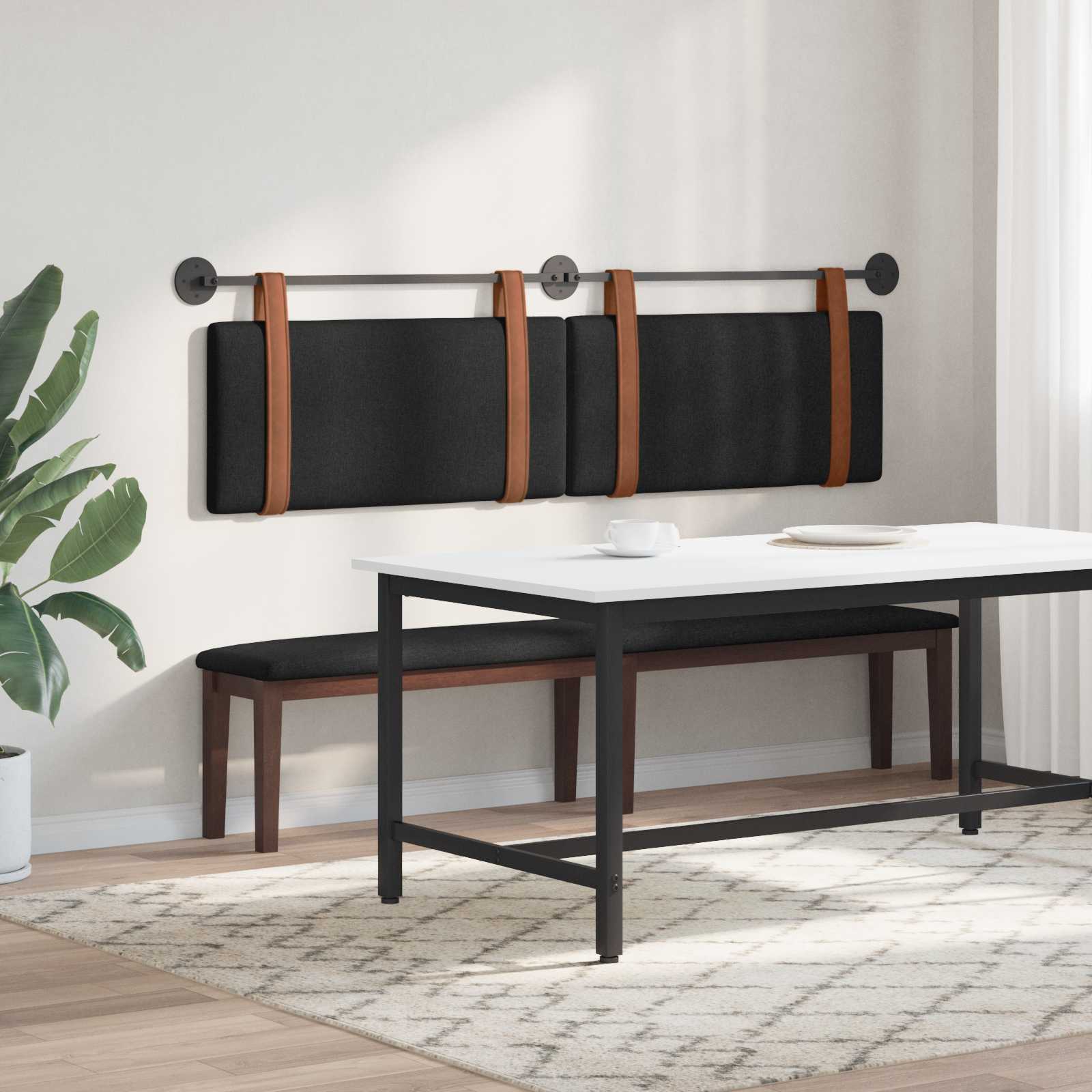 Držeće uzglavlje Zidne Crna 190 x 55 x 5 cm Antikni PU