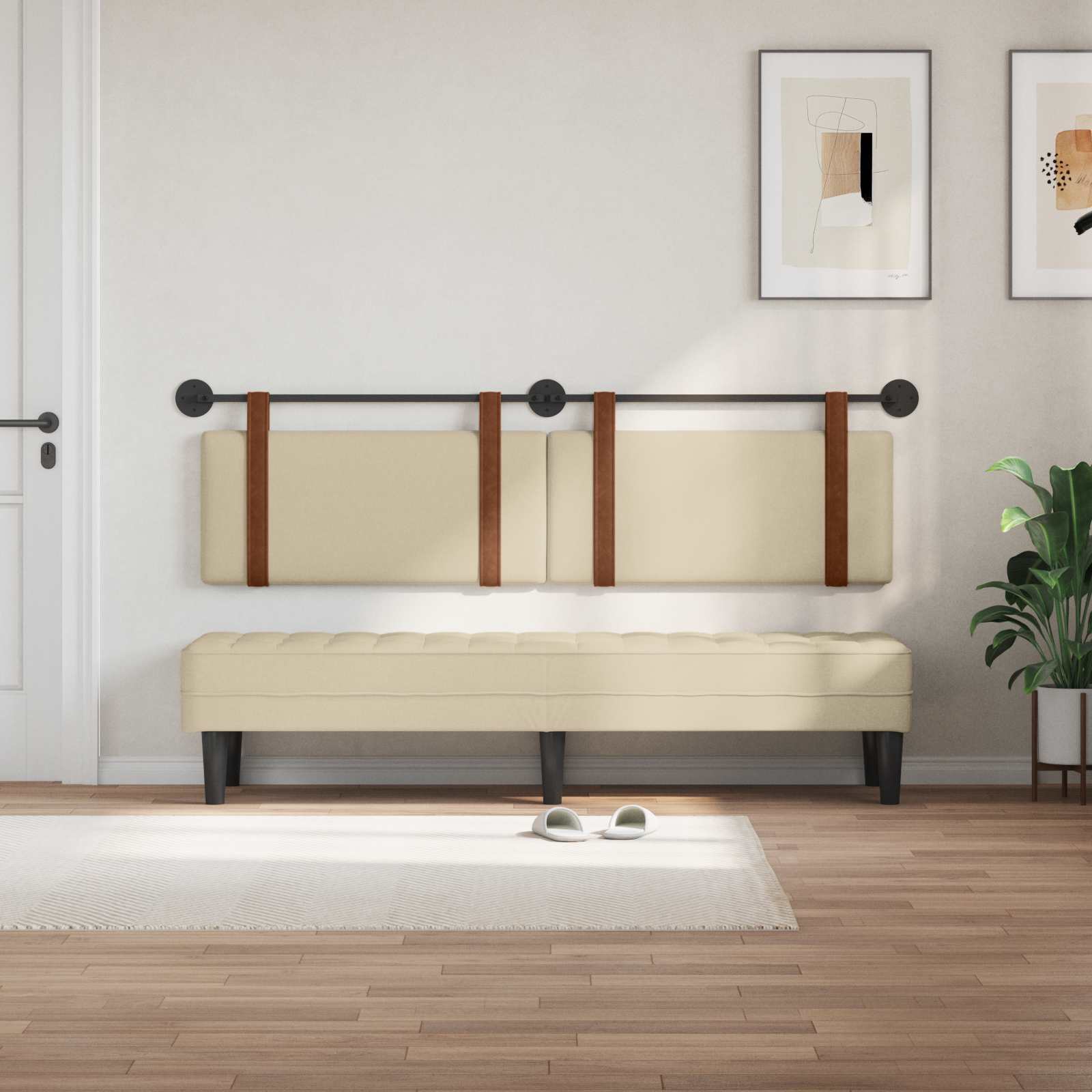 Držeće uzglavlje Zidne Krema 190 x 55 x 5 cm Antikni PU