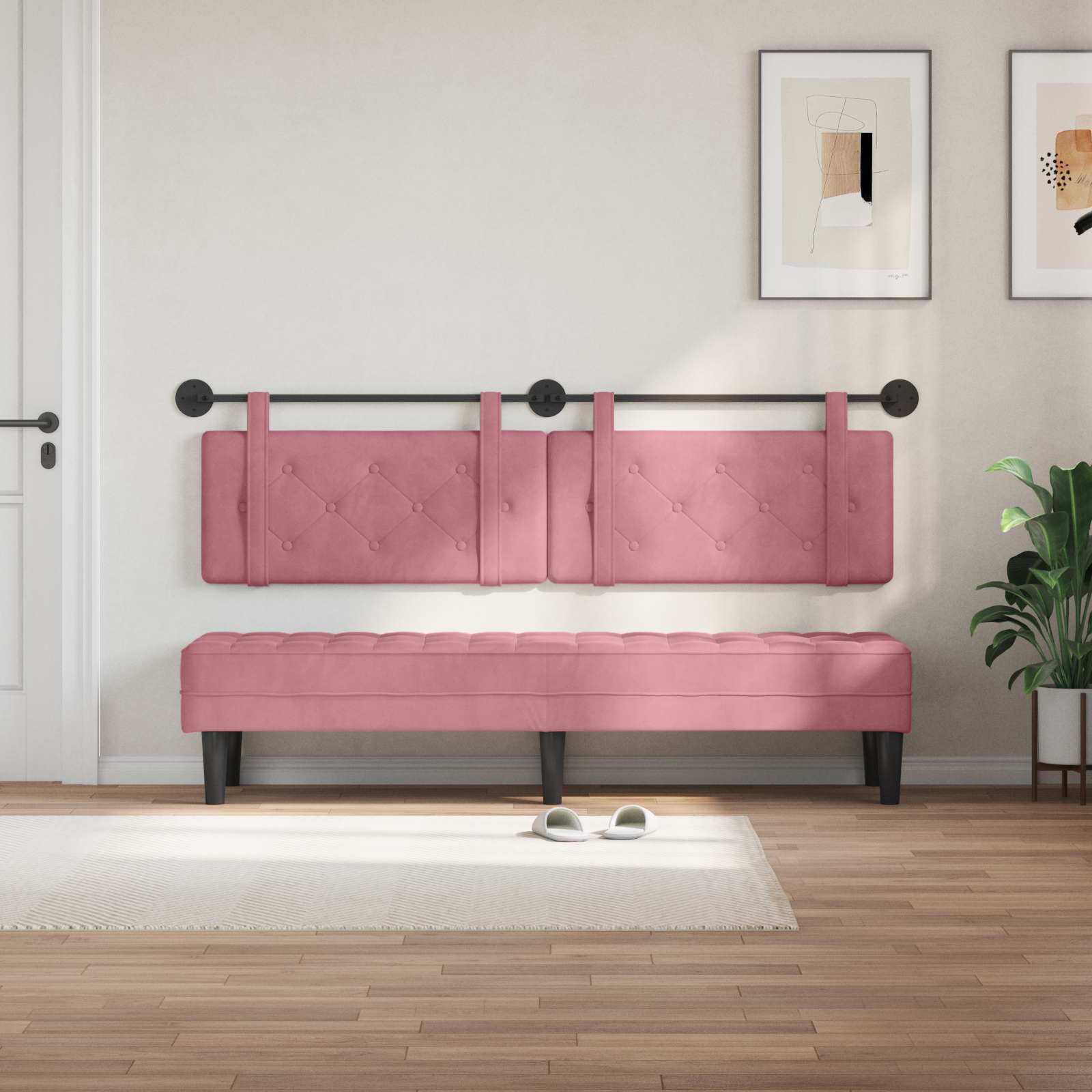 Viseće uzglavlje kreveta Ružičasta Baršun