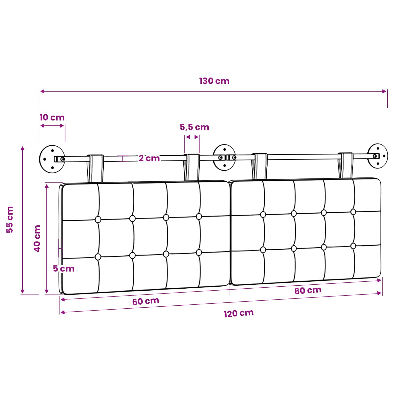 Viseće uzglavlje kreveta Umjetna koža
