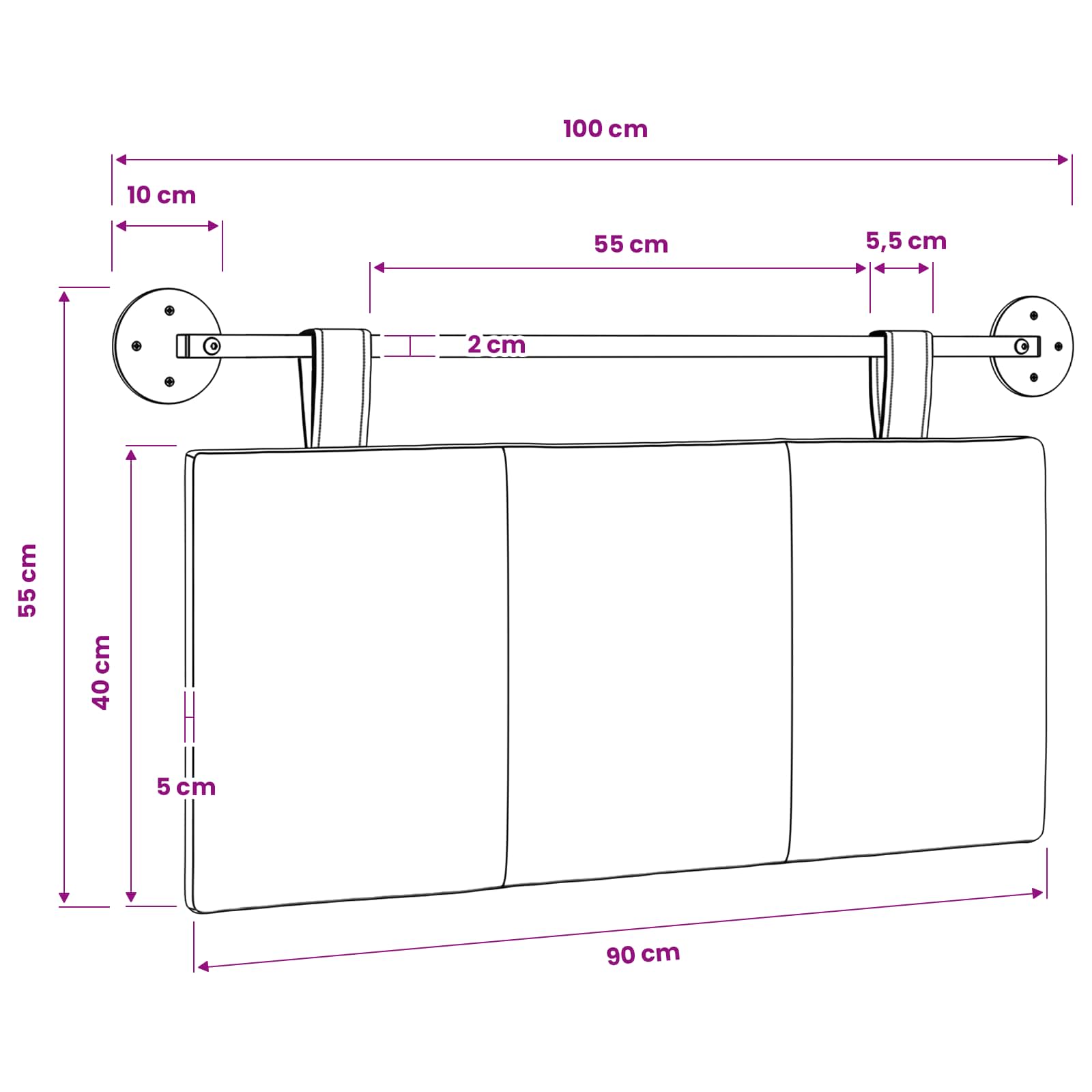 Viseće uzglavlje kreveta Krema Tkanina