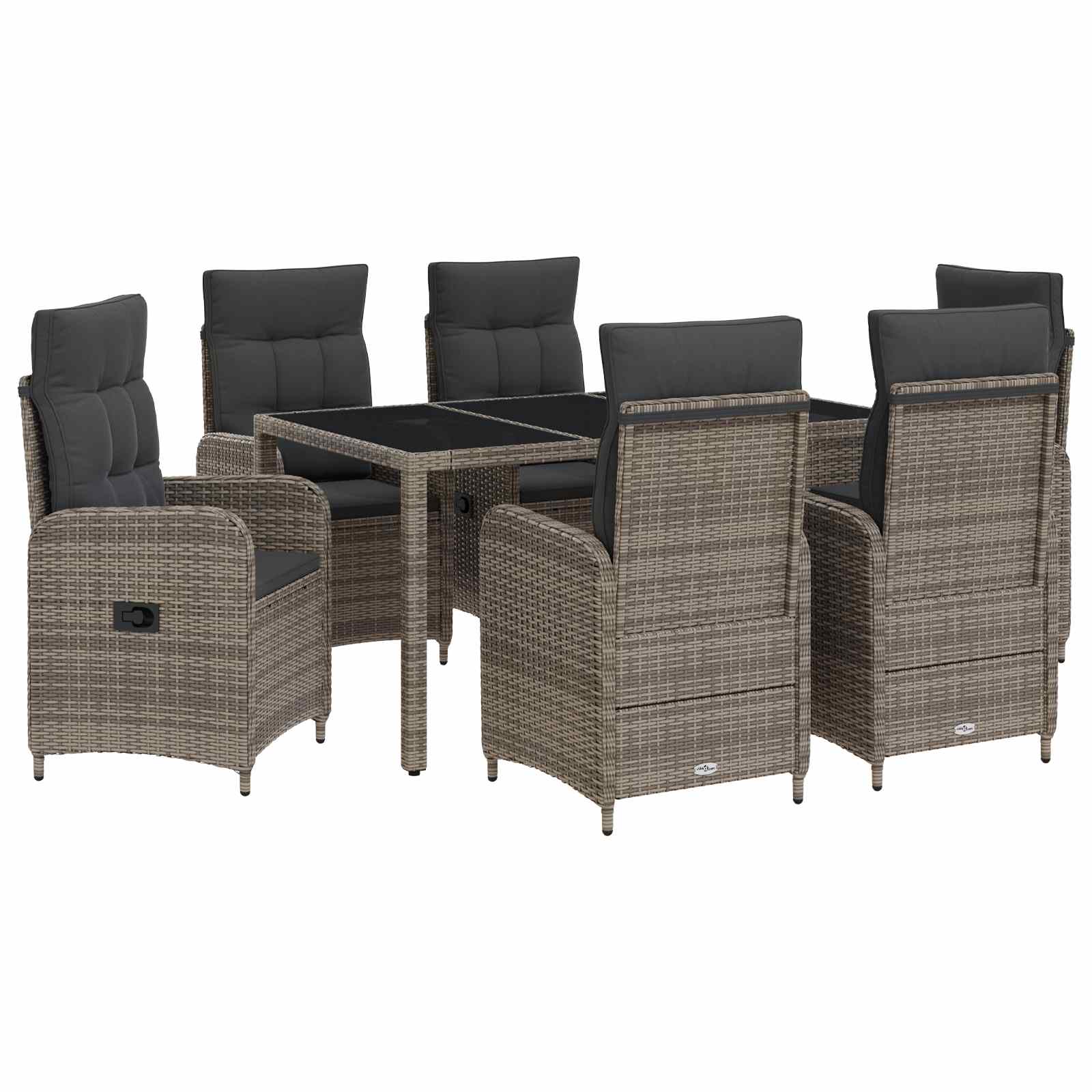 Vanjski set za objedovanje 7 pcs Svijetlo siva i tamno siva
