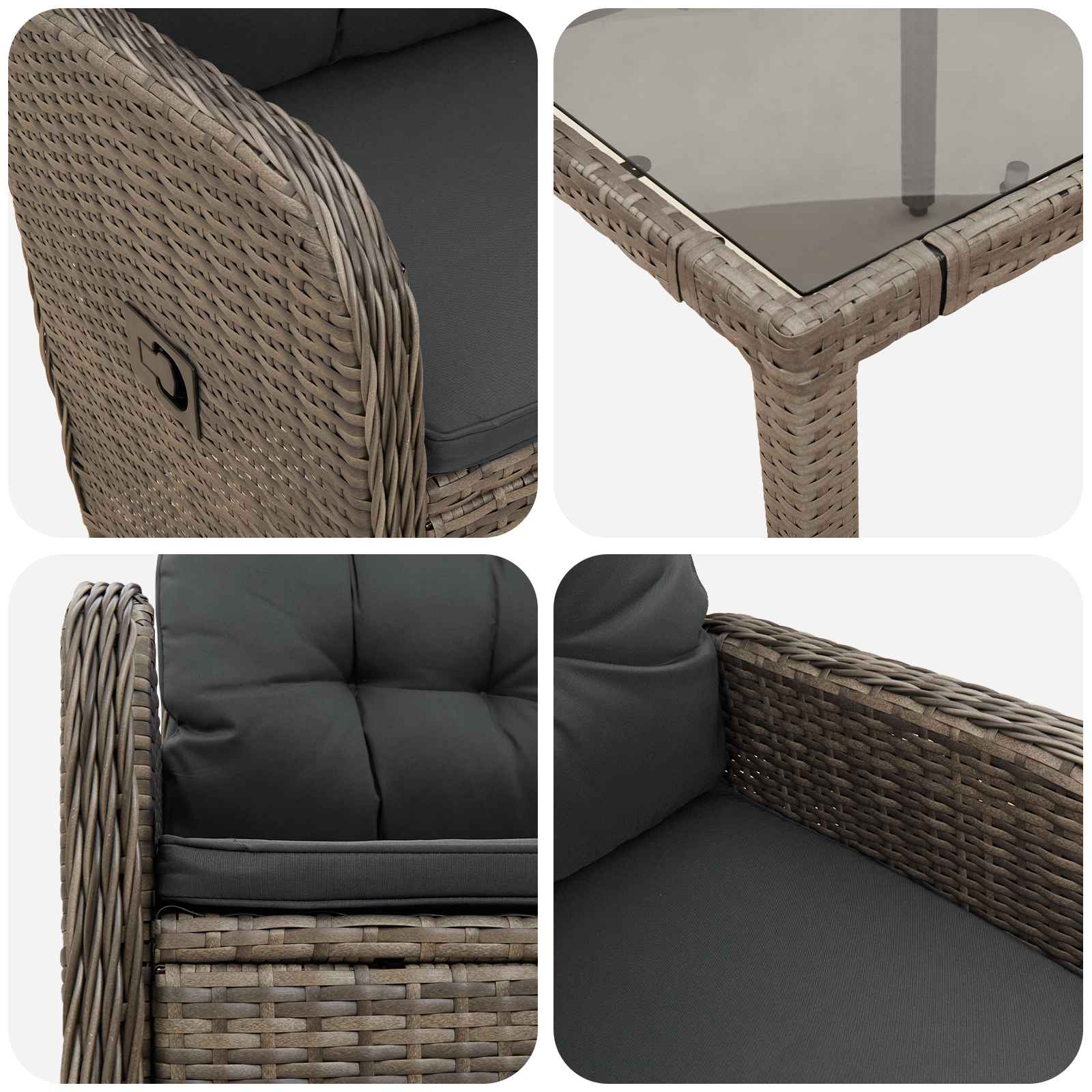 Vanjski set za objedovanje 9 pcs Svijetlo siva i tamno siva