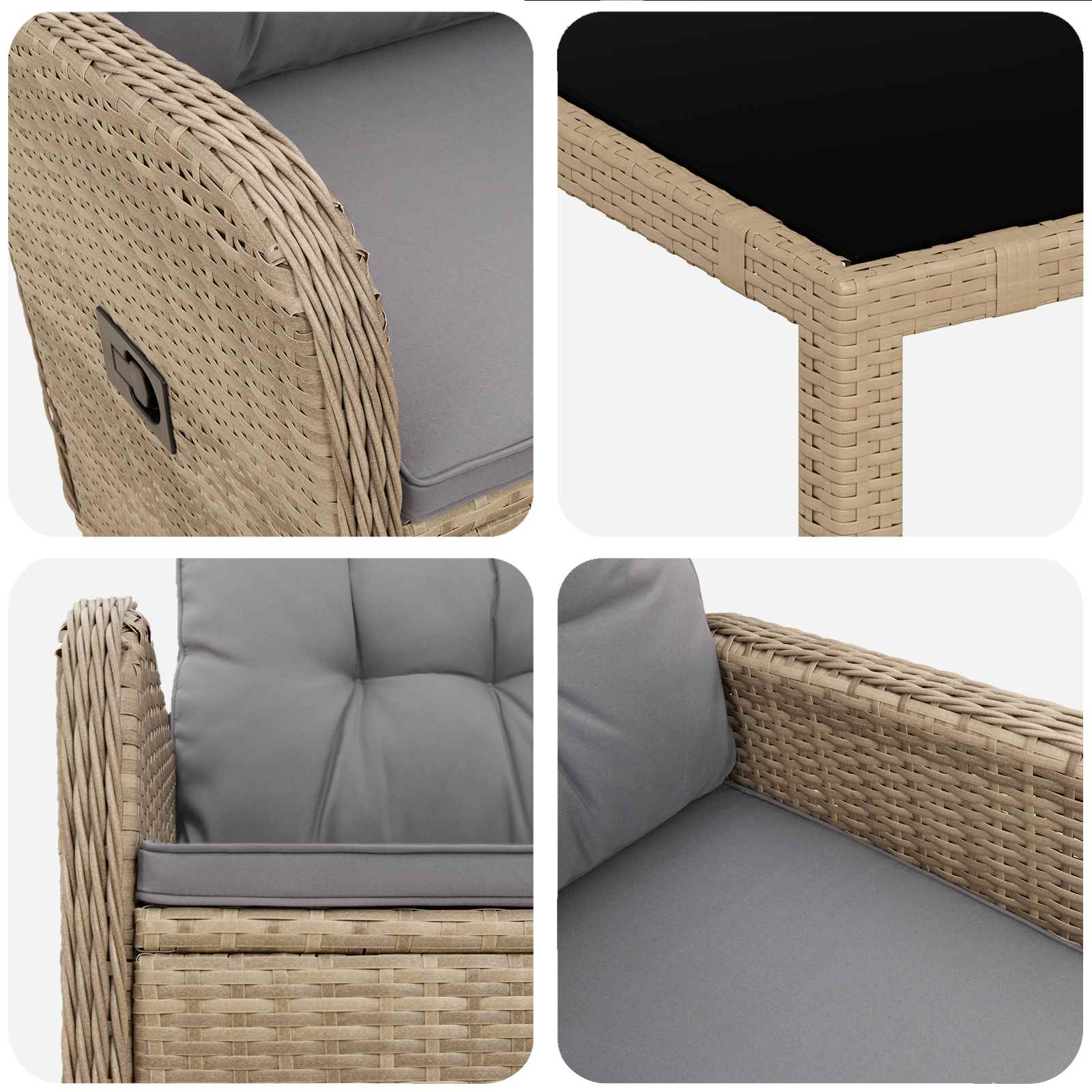 Vanjski set za objedovanje 3 pcs Bež i svijetlo siva