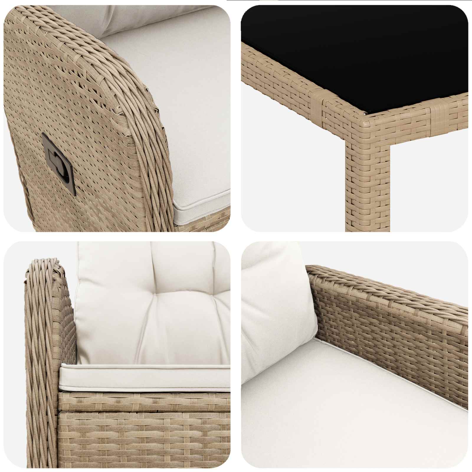 Vanjski set za objedovanje 9 pcs Bež i krem bijela