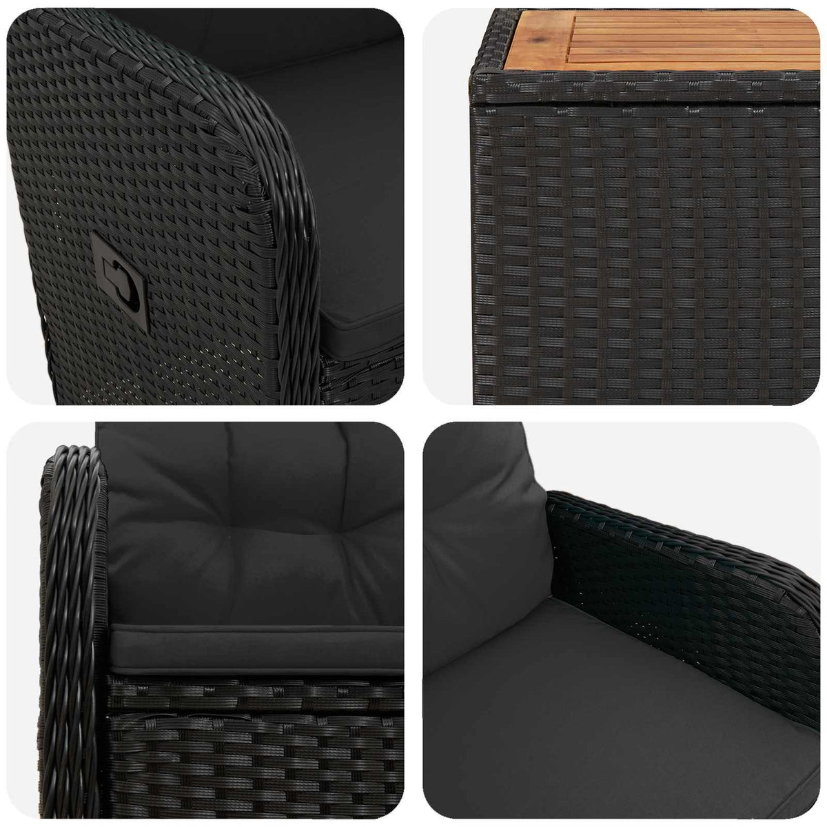 Set lounge namještaja za vrt 2 kom. Crna