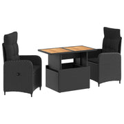 Vanjski set za objedovanje 3 pcs Crna Poli Ratan i Drvo Akacije