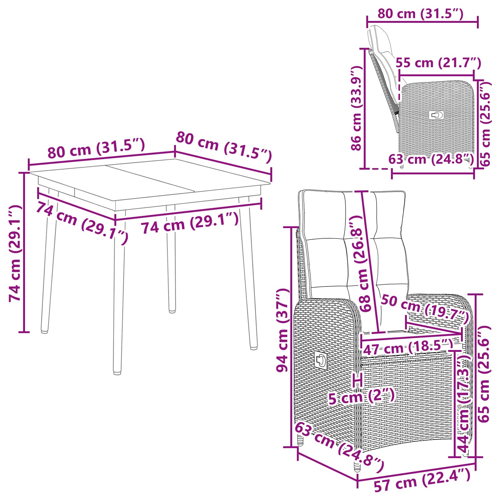 Set stolića za sofu s jastukom s jastukom 3 pcs