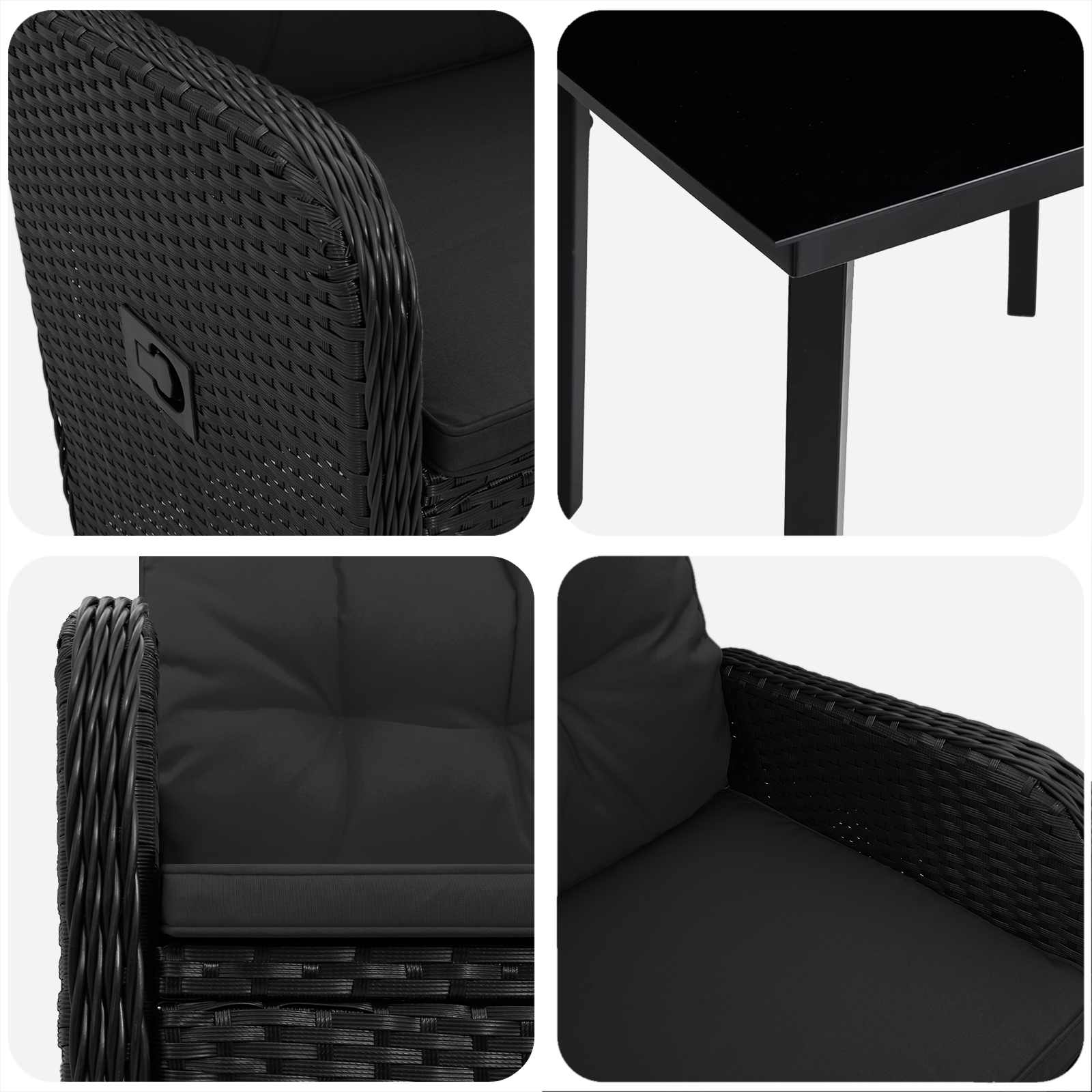 Set stolića za sofu s jastukom s jastukom 5 pcs Crna