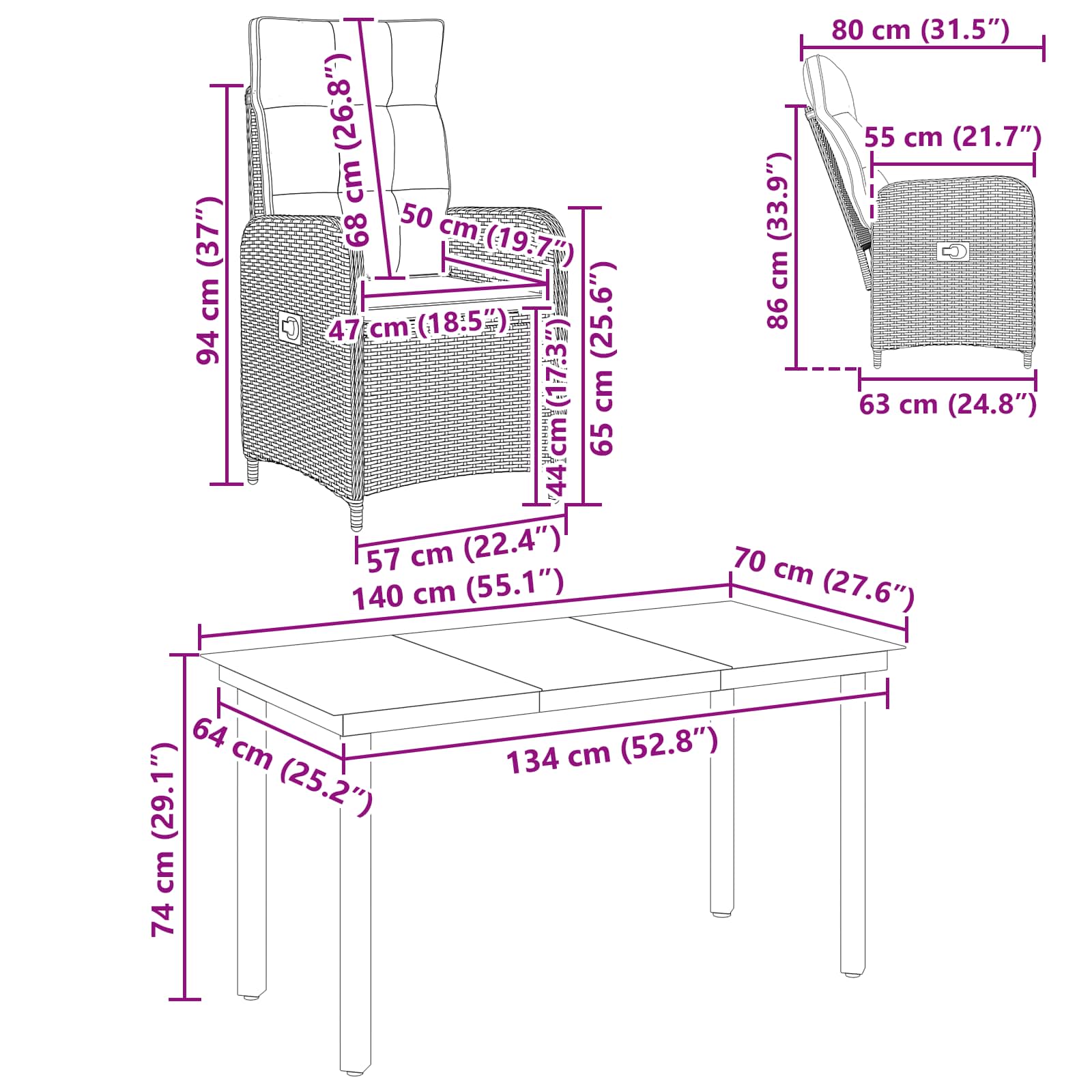 Set stolića za sofu s jastukom s jastukom 5 pcs Crna