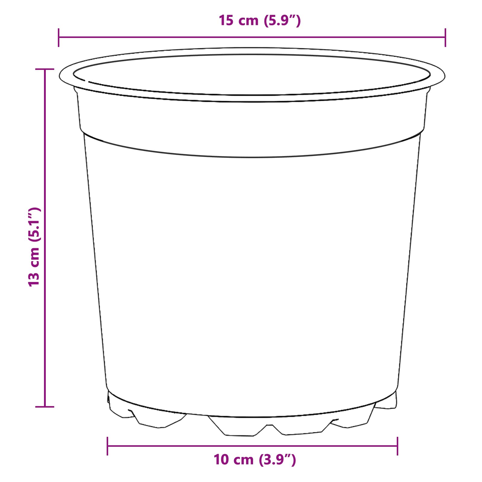 Lonac za cvijeće 50 pcs Crna Ø 15 x 13 cm Plastika
