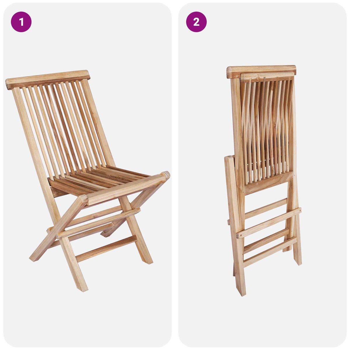 Sklopiva Vrtna Stolica 4 kom. Prirodna Čvrsto teak drvo