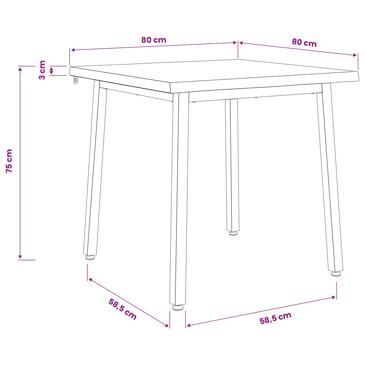 80 x 80 x 75 cm Čvrsto drvo akacije Tamno smeđa i crna
