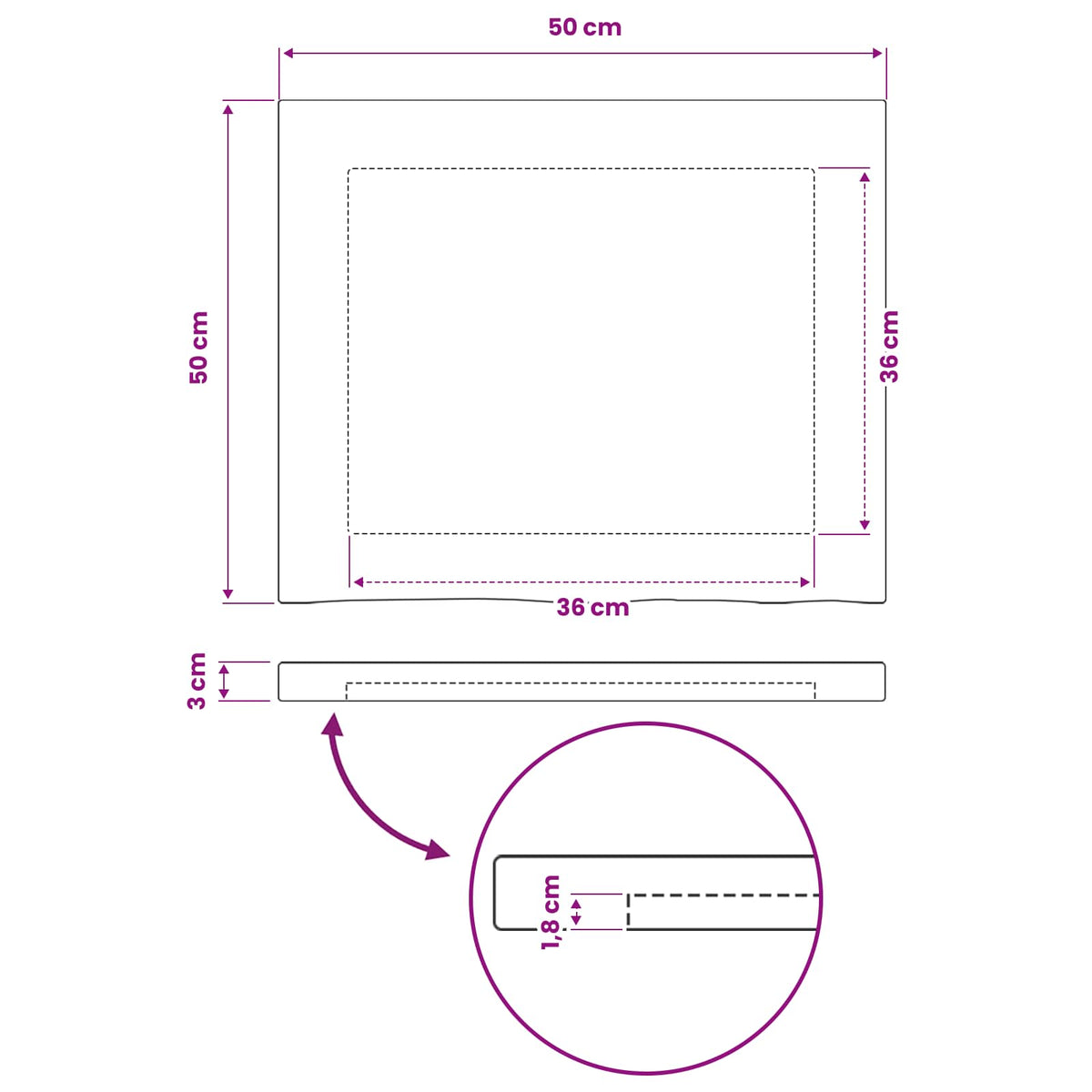 Pravokutni stolni vrh 50 x 50 x 3,5 cm Četvrtasti Tamno smeđa