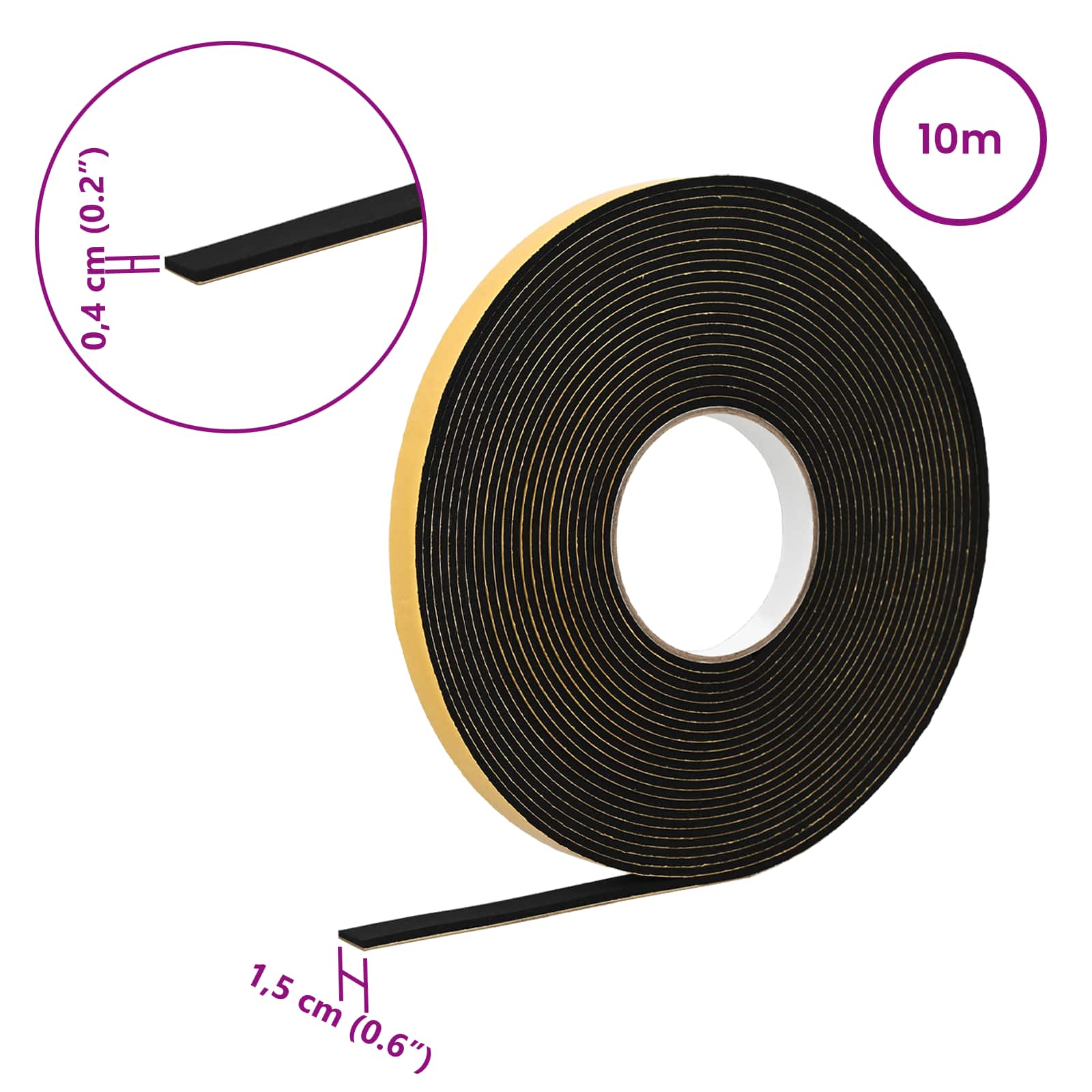 Samoljepljiva pjenasta traka Crna 15mm x 10m CR pjena
