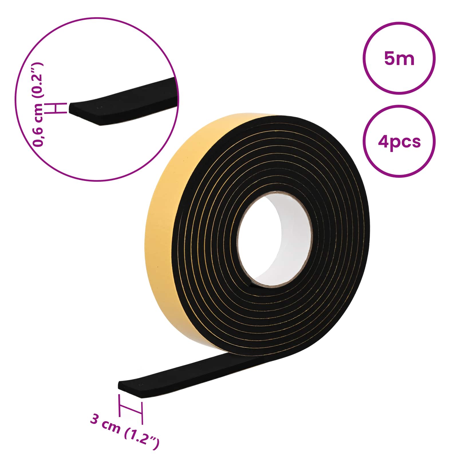 Samoljepljiva pjenasta traka 4 pcs Crna 30mm x 5m CR pjena